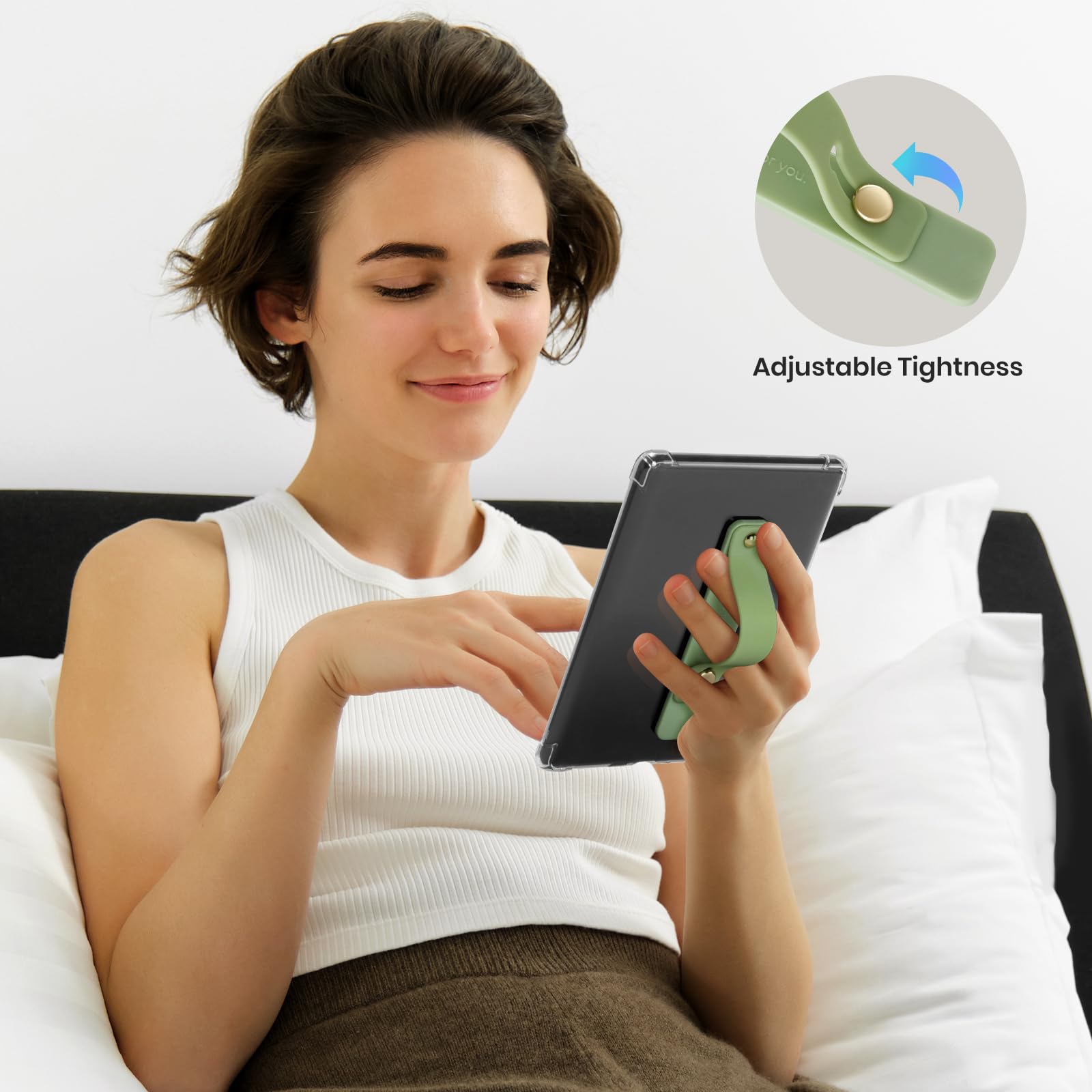 Hand Strap Holder for Kindle & Tablets#Color_Sage Green