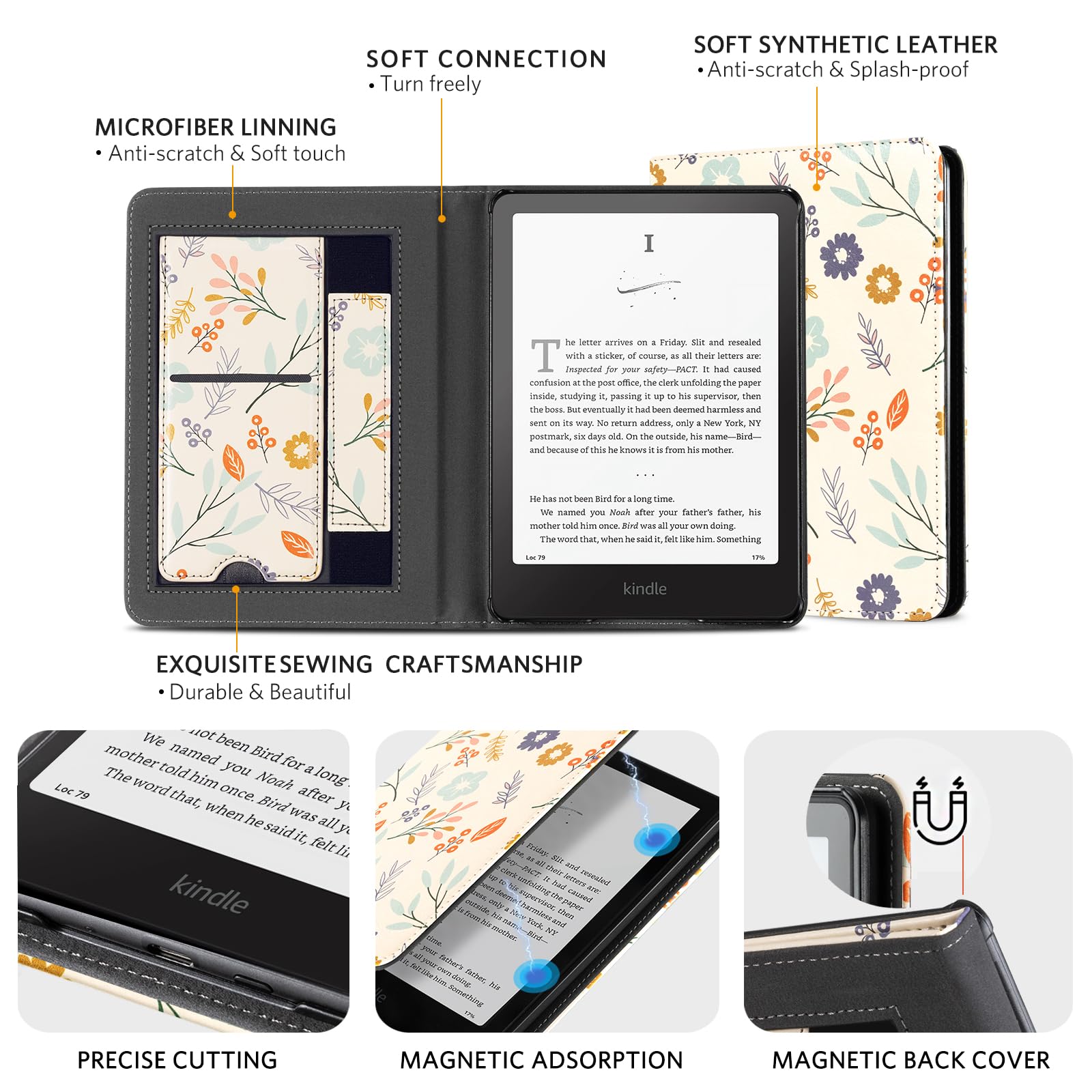 Kindle Paperwhite 12th Gen (2024 7 inch) stand-prints#Color_Beige Flower