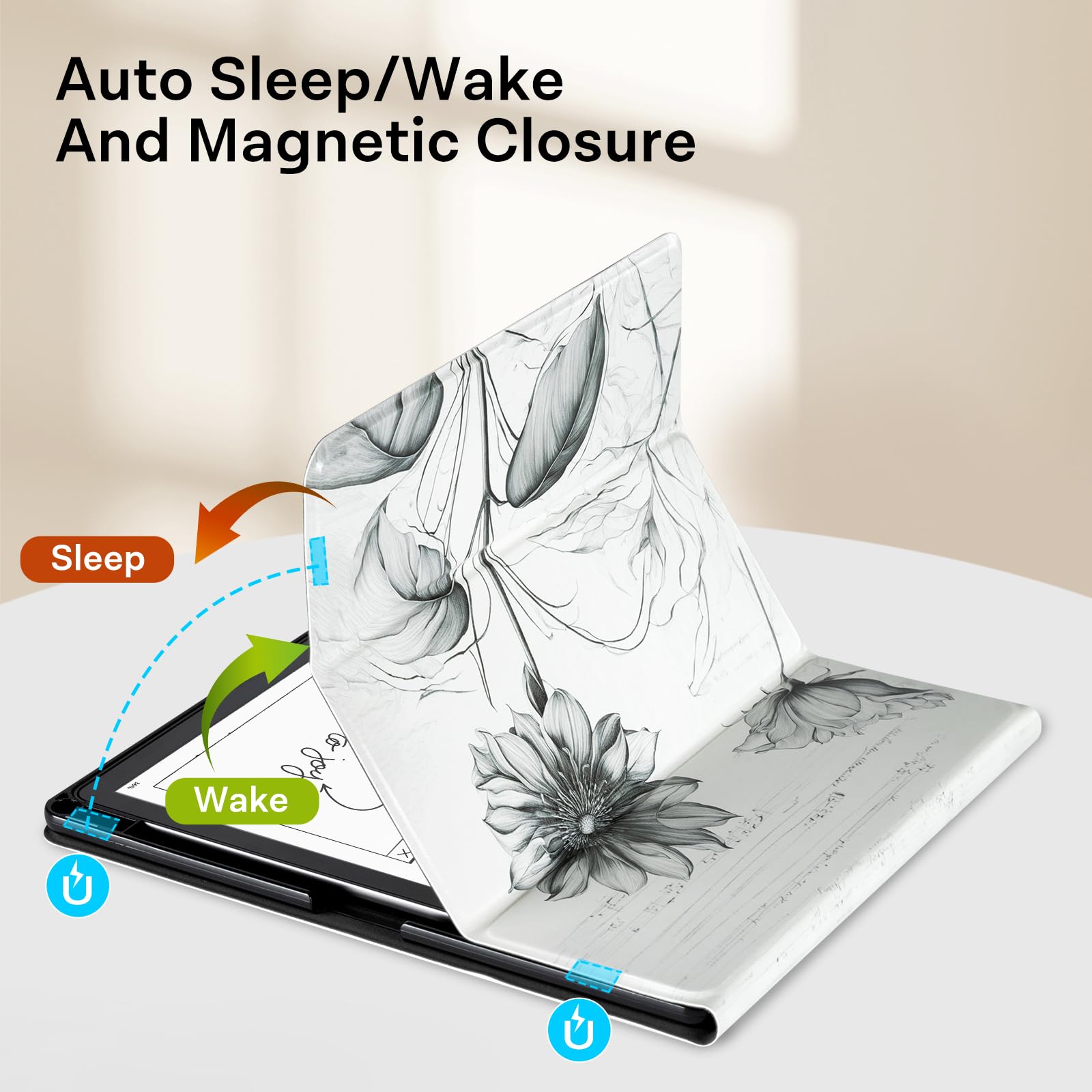 Eden Sketch Sunflower Kindle Scribe Stand Case
