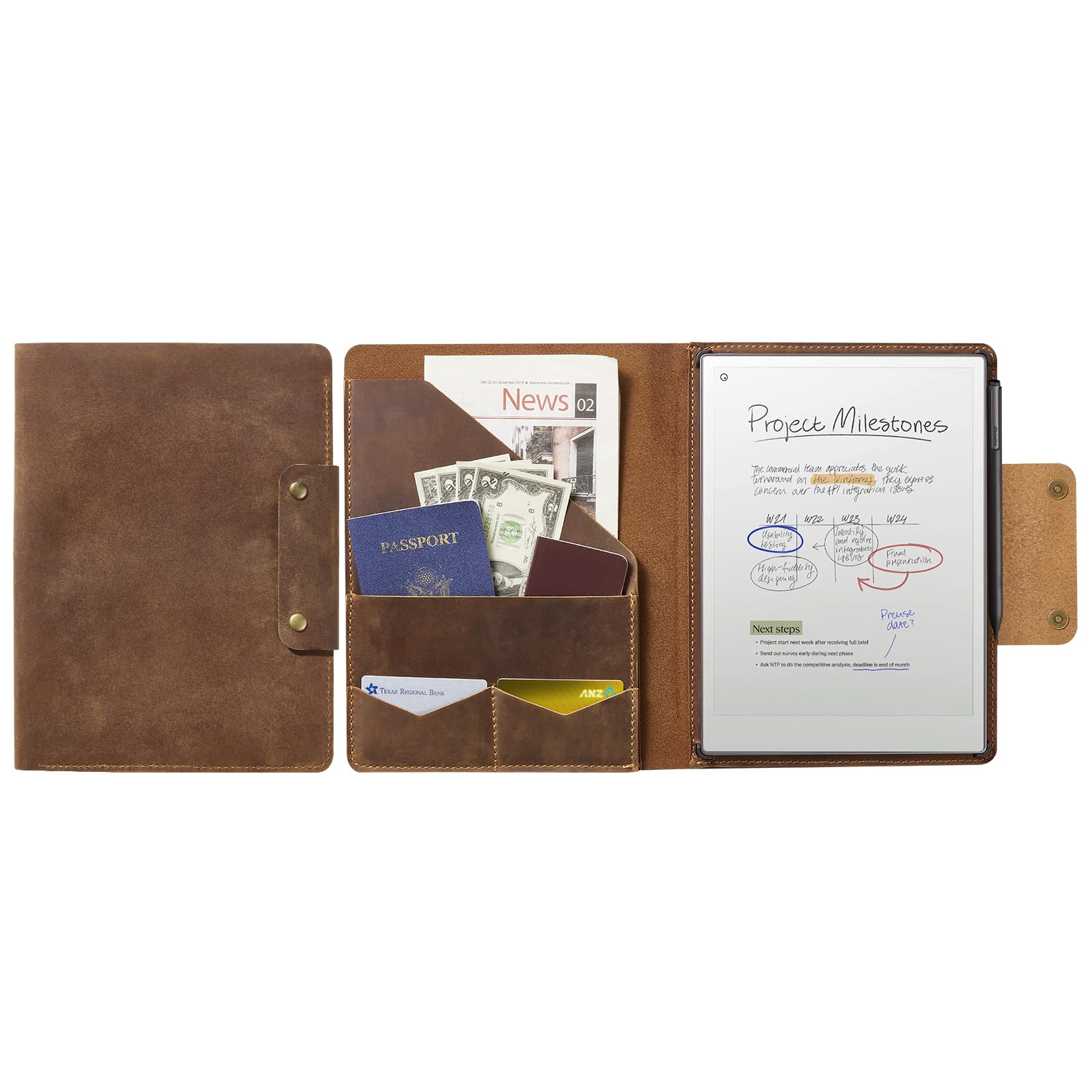 Remarkable Paper Pro 11.8" (2024) Genuine Cowhide Leather Slim Magnetic Case#Color_Cowhide Brown