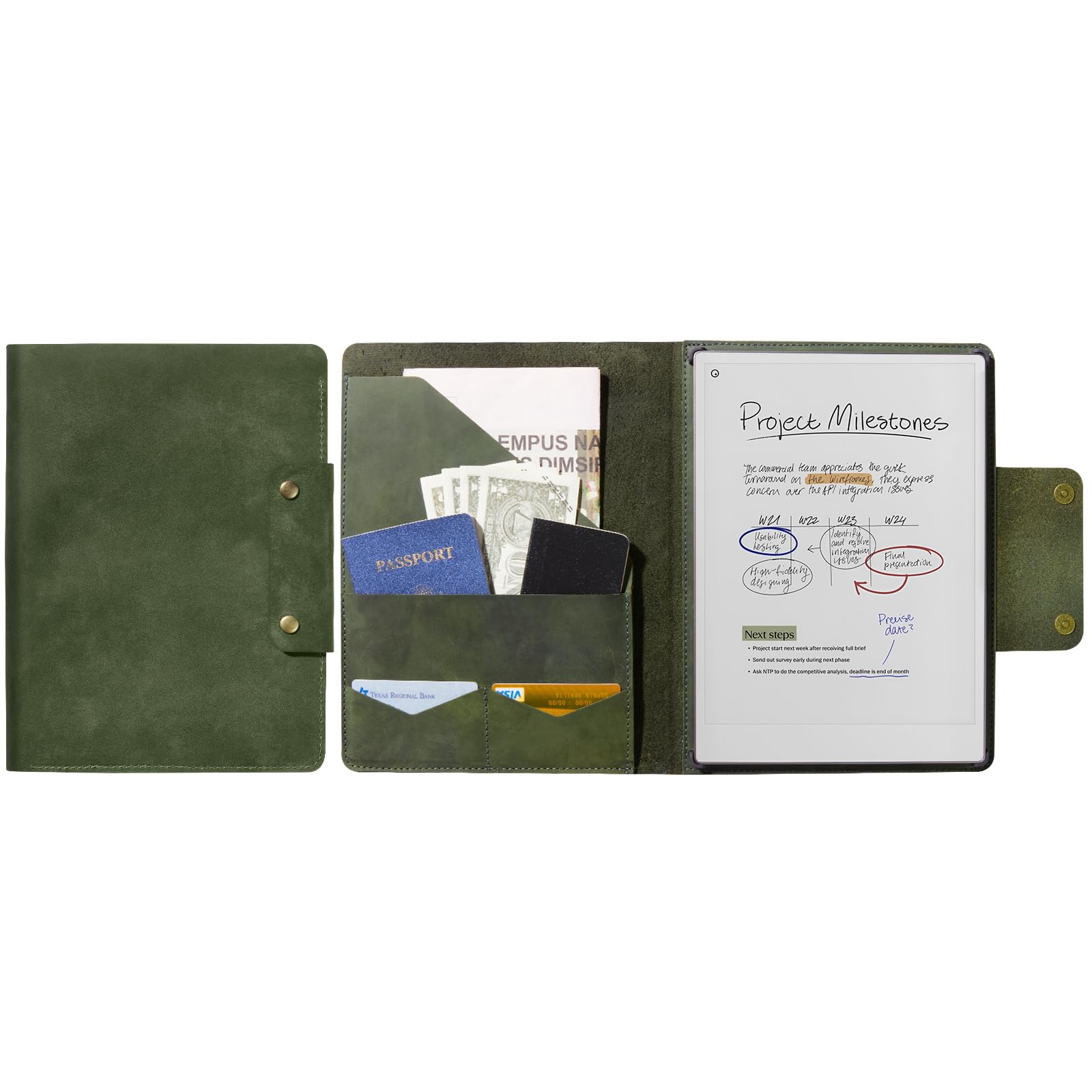 Remarkable Paper Pro 11.8" (2024) Genuine Cowhide Leather Slim Magnetic Case#Color_Cowhide Olive