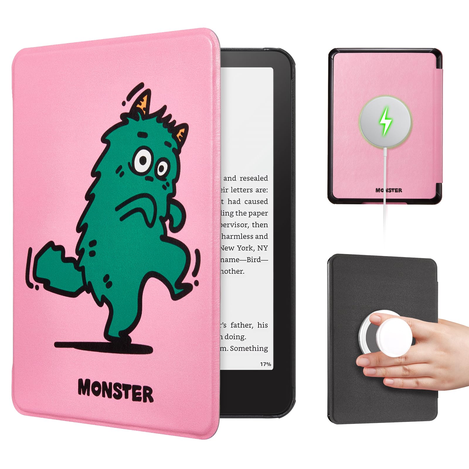 Kindle Paperwhite 12th Gen 7 inch (2024) Case With Stand–Cute Prints#Color_Monster Sneako