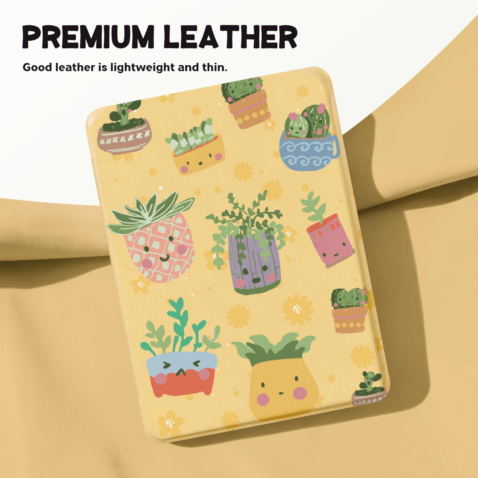 Kindle Paperwhite 12th Gen 7 inch (2024) Case With Stand–Cute Prints#Color_Plant Party Sunny