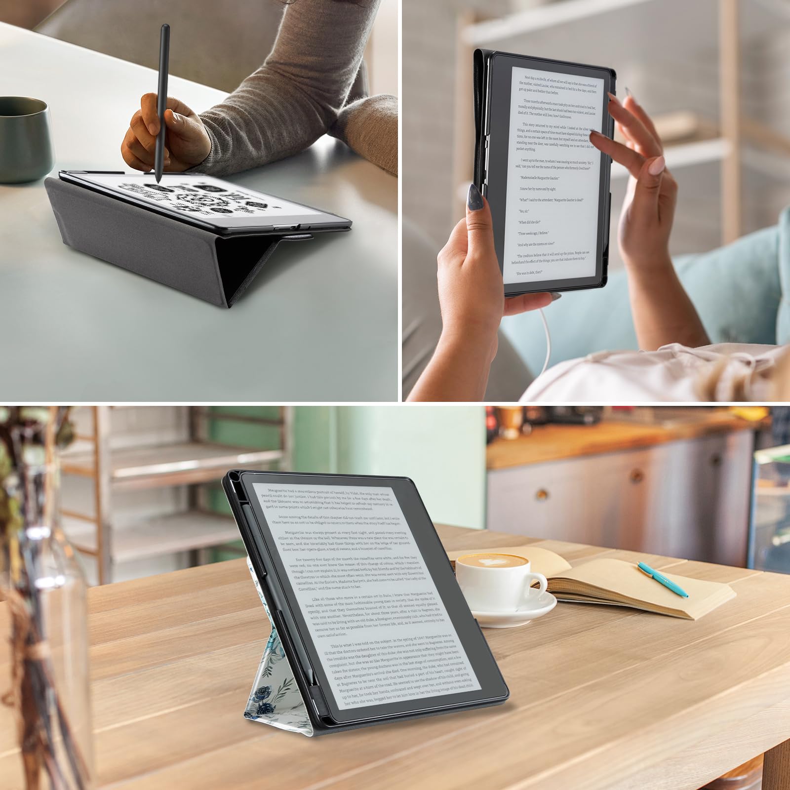 Eden Blue Flowers kindle scribe stand Case