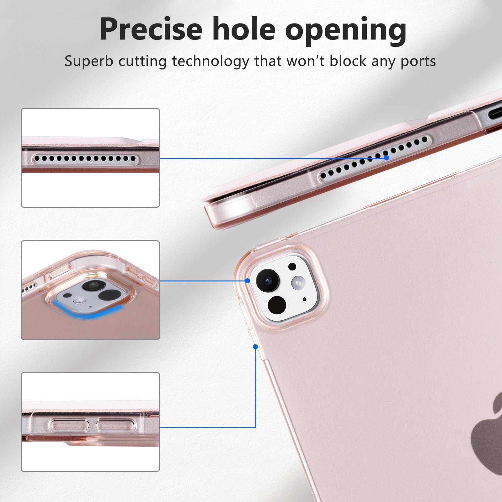 iPad Pro 11 Inch (2024) Slim Magnetic Case With Hard Back Stand#Color_Pink