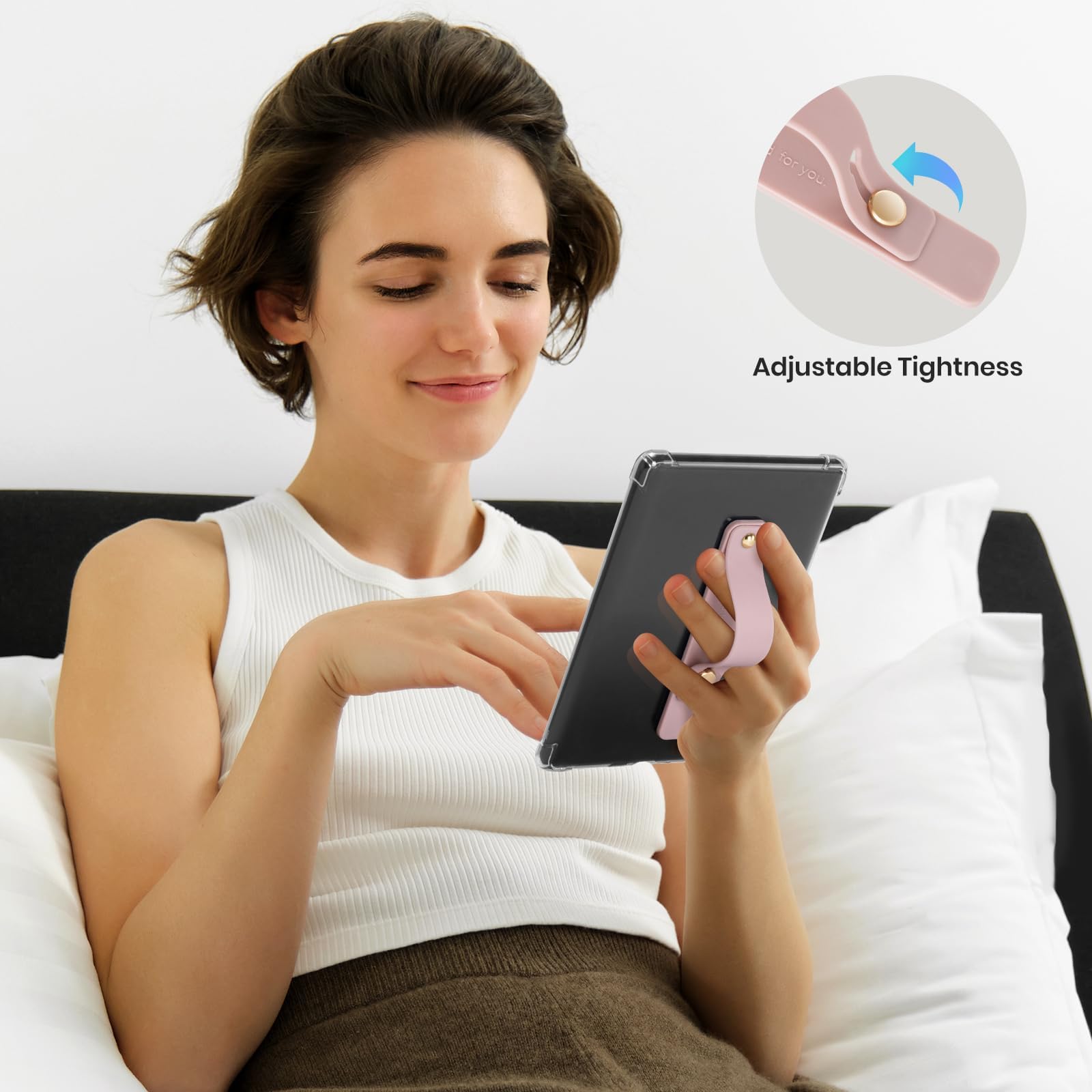 Hand Strap Holder for Kindle & Tablets#Color_Pink