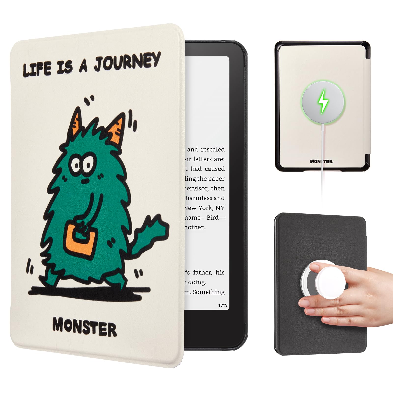 Kindle Paperwhite 12th Gen 7 inch (2024) Case With Stand–Cute Prints#Color_Monster Grindy