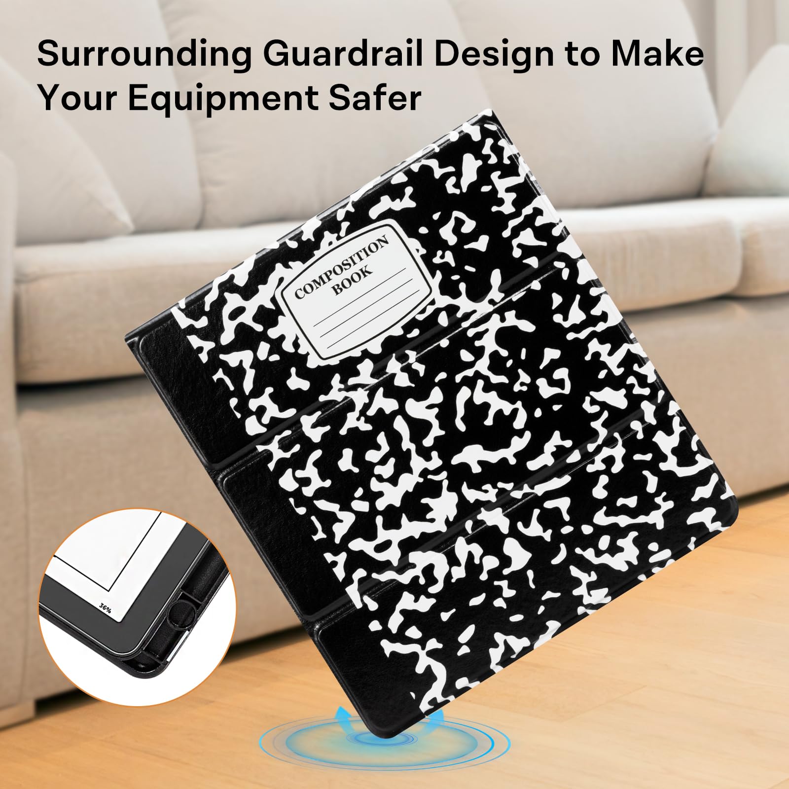 Classics Black Notebook Style kindle scribe stand Case