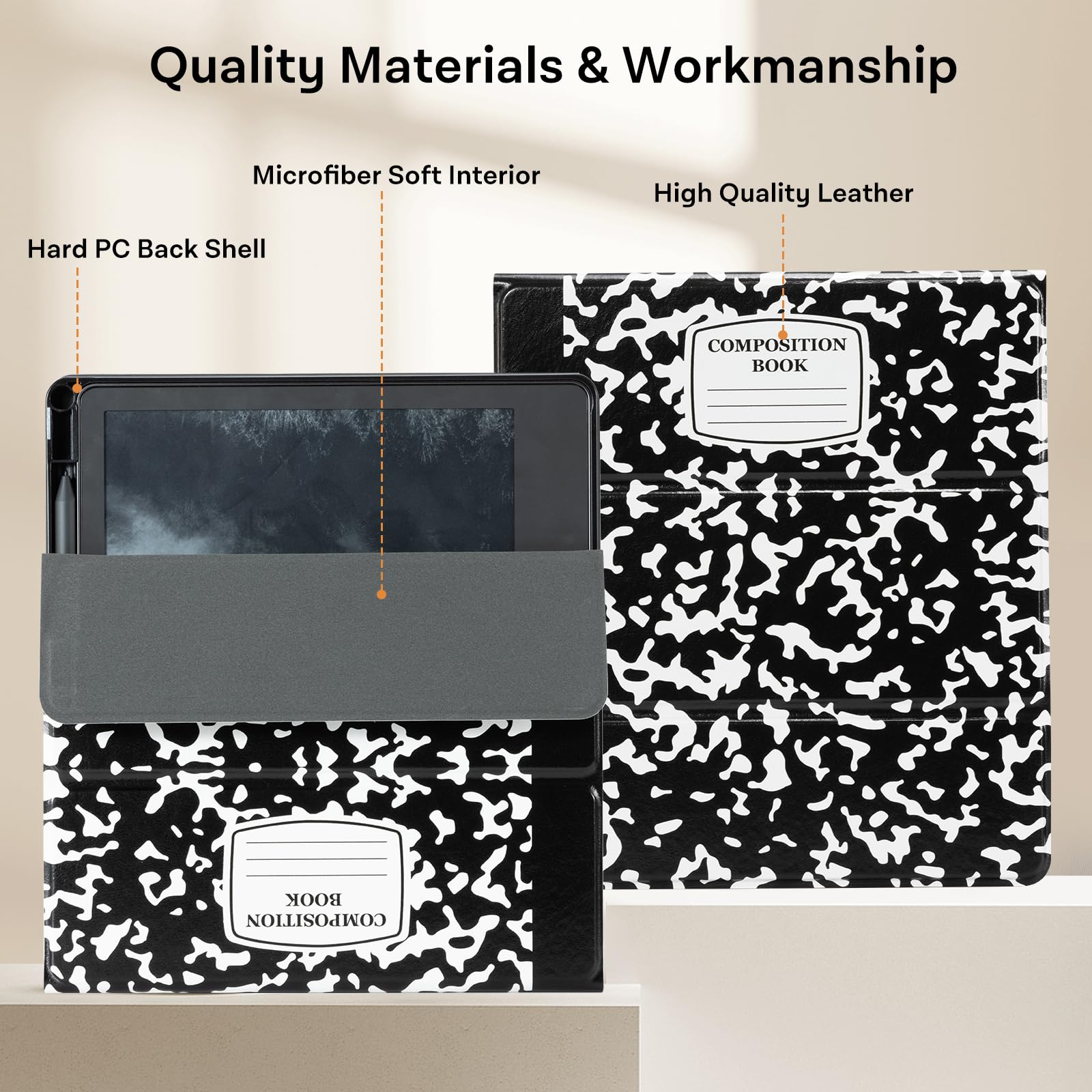 Classics Black Notebook Style kindle scribe stand Case