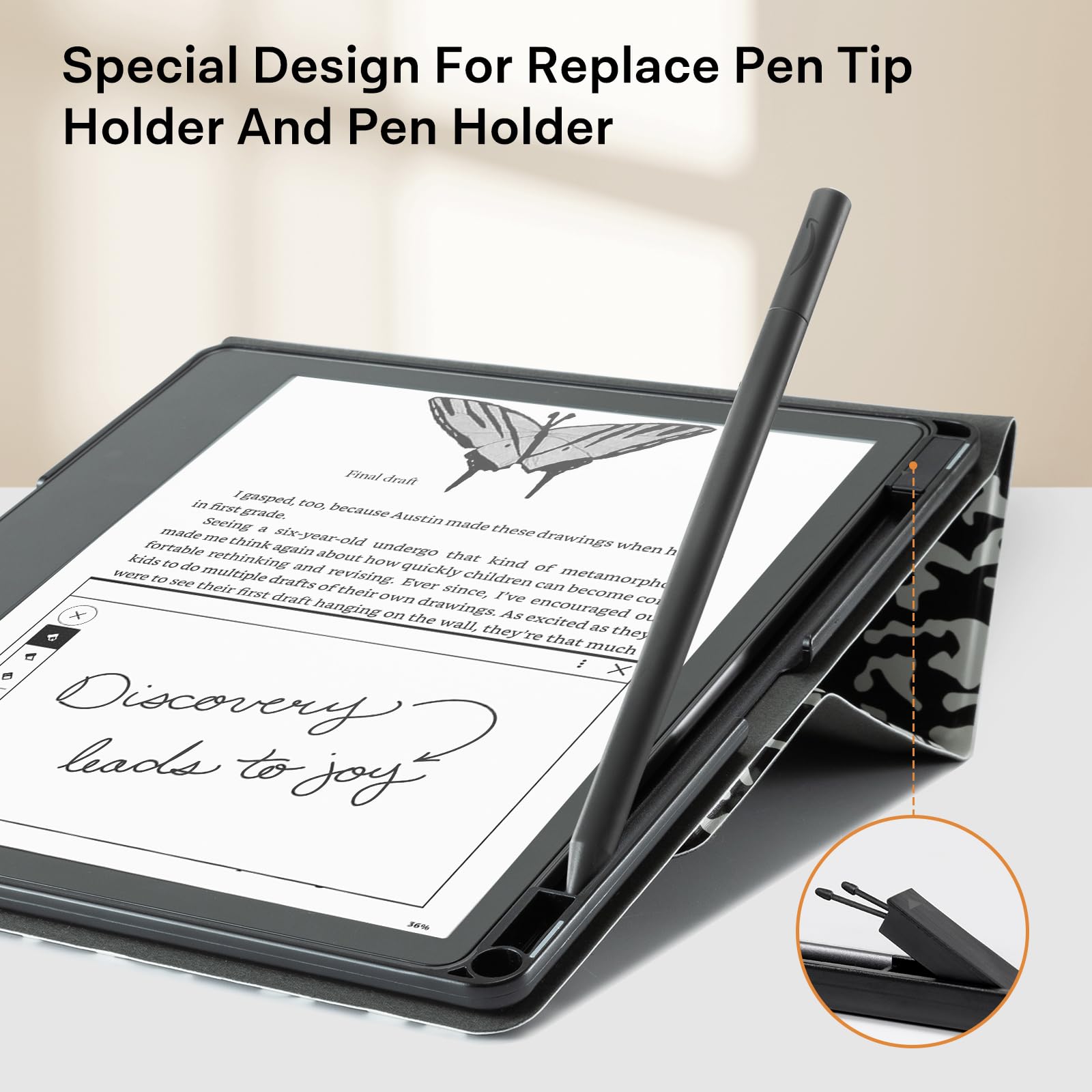 Classics Black Notebook Style kindle scribe stand Case