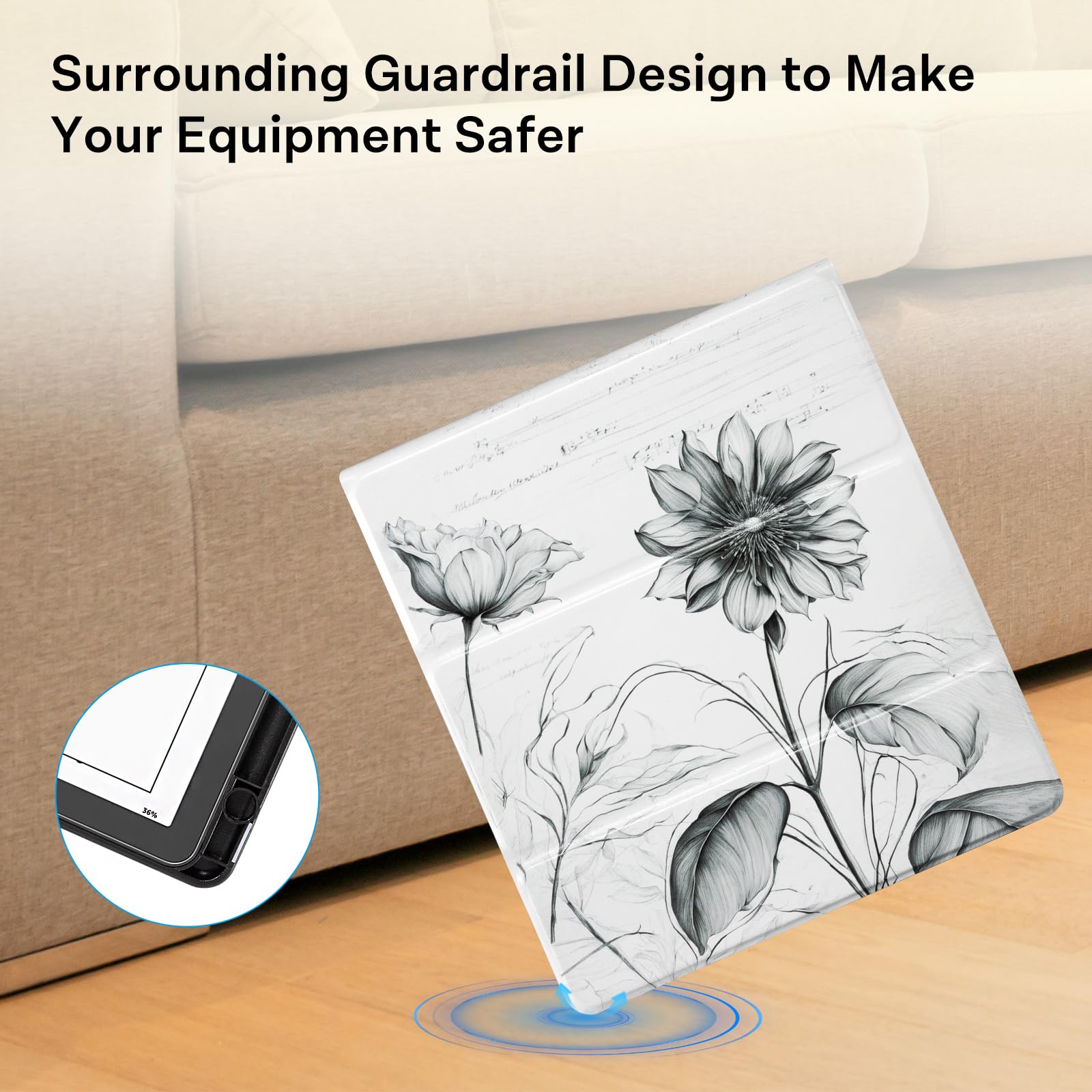 Eden Sketch Sunflower Kindle Scribe Stand Case