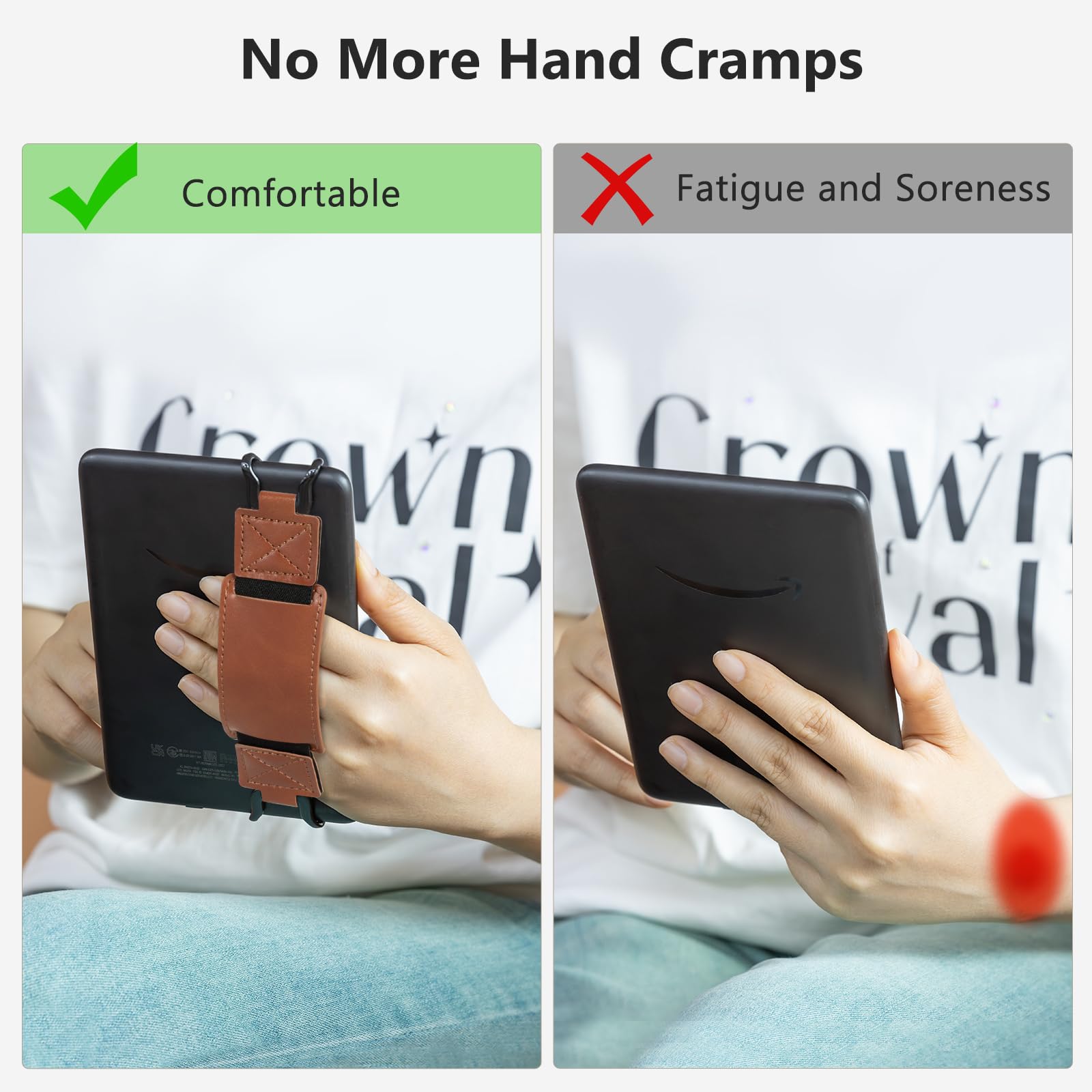 E-Book Tablet 6–7.5 inch Secure Hand Strap#Color_Dark Brown