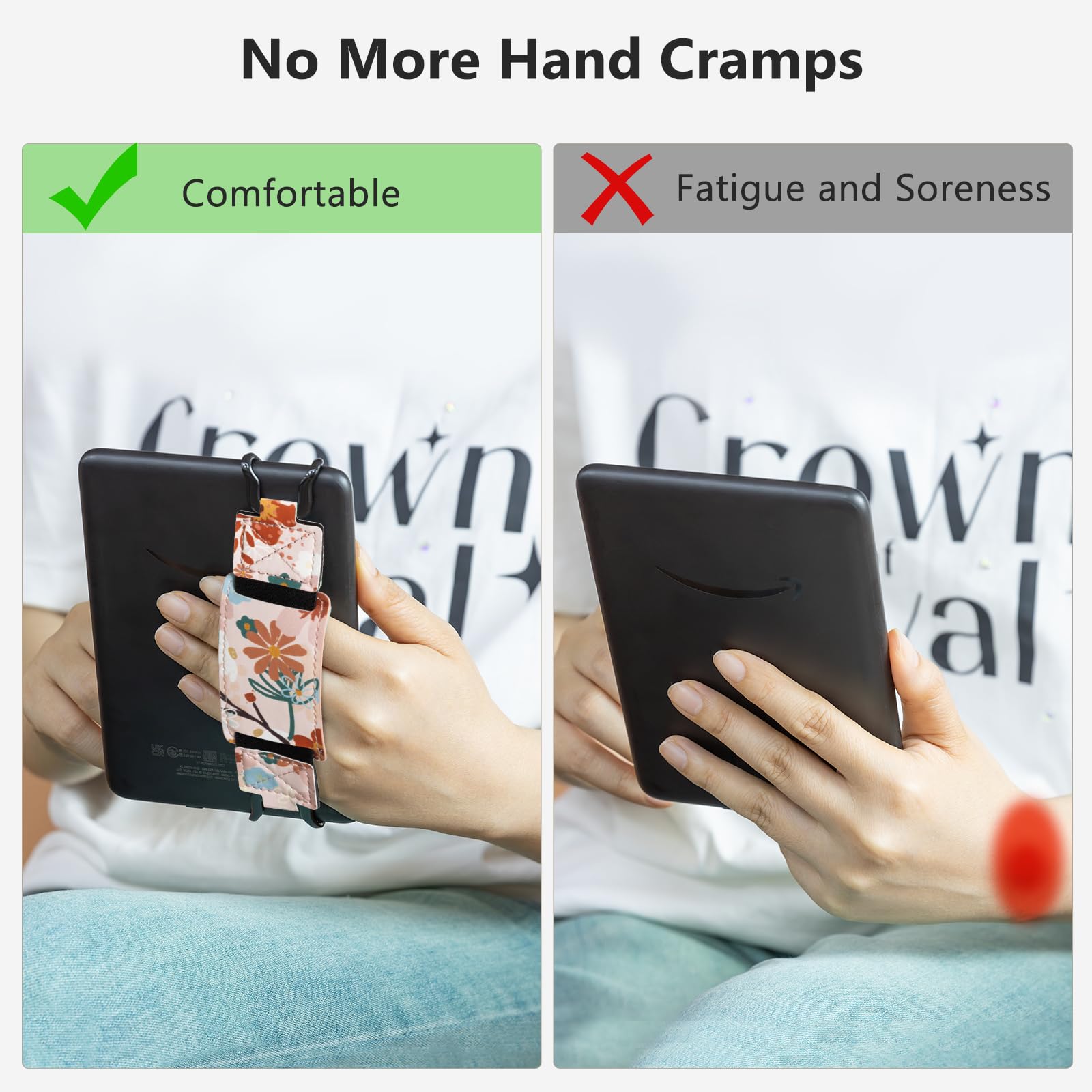 E-Book Tablet 6–7.5 inch Secure Hand Strap–Multiple Prints#Color_Orange Jasmine