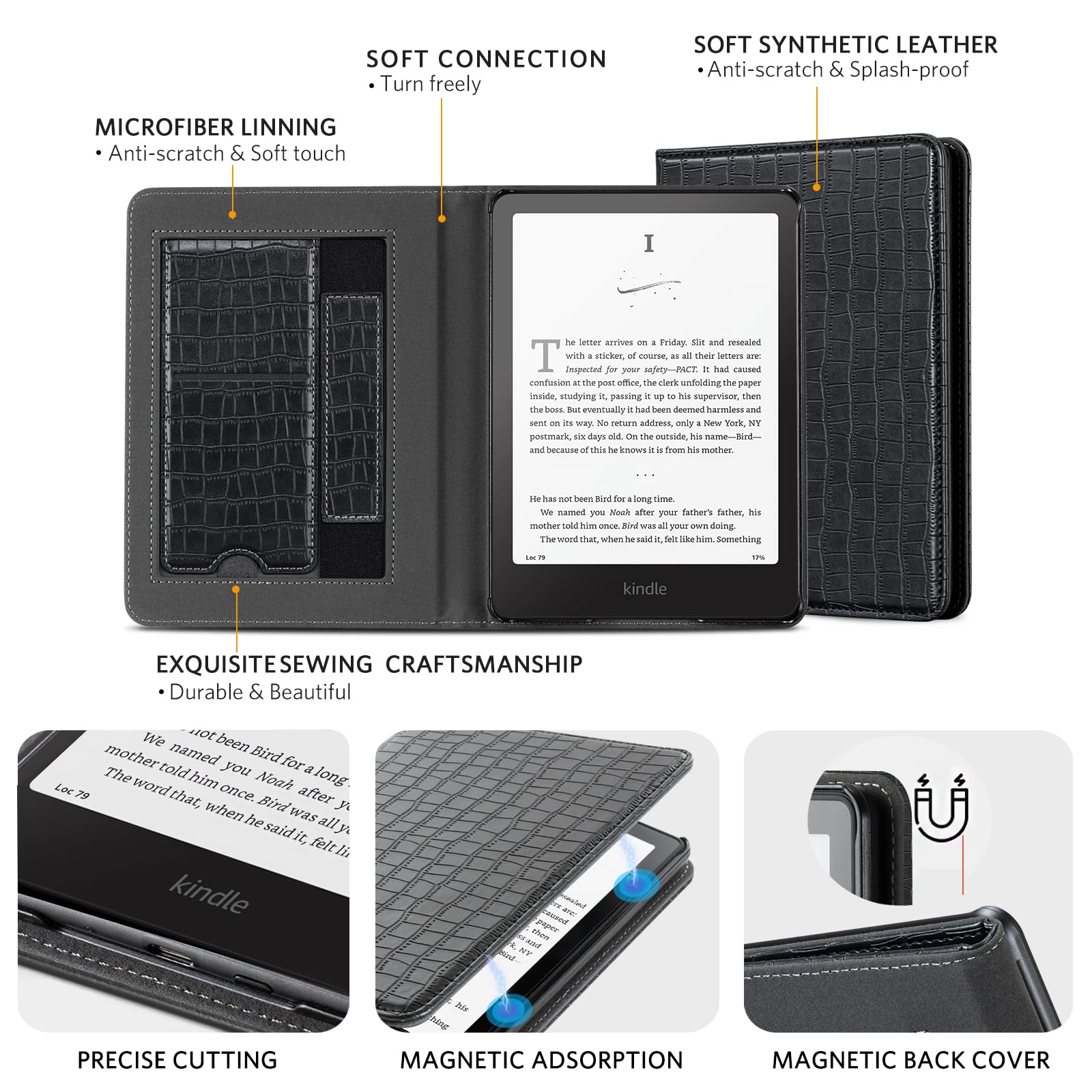 Kindle Paperwhite 12th Gen (2024 7 inch) stand#Color_Croco Black