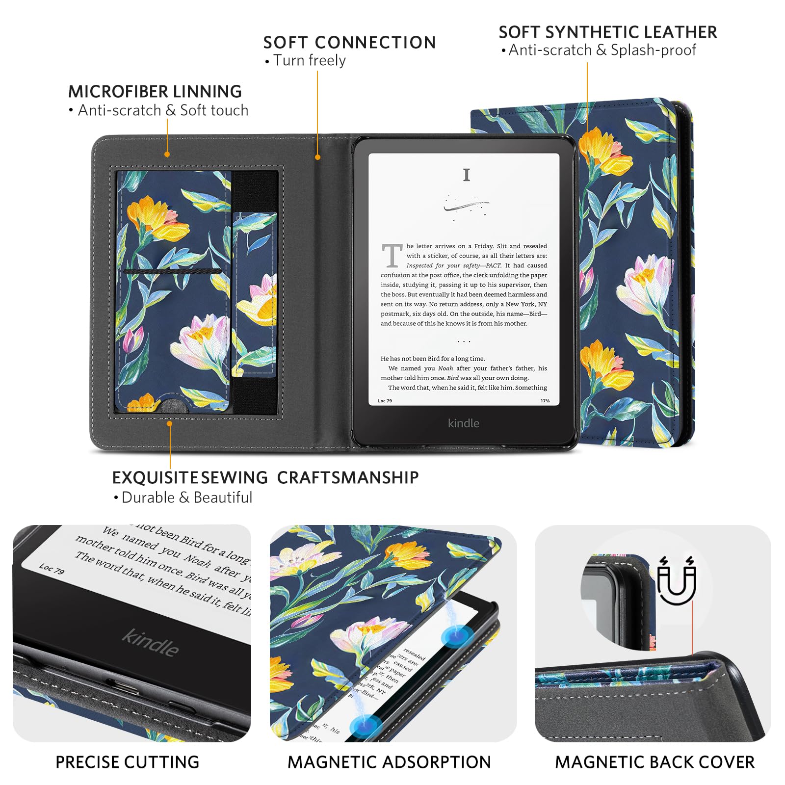 Kindle Paperwhite 12th Gen (2024 7 inch) stand-prints#Color_Blue Flower