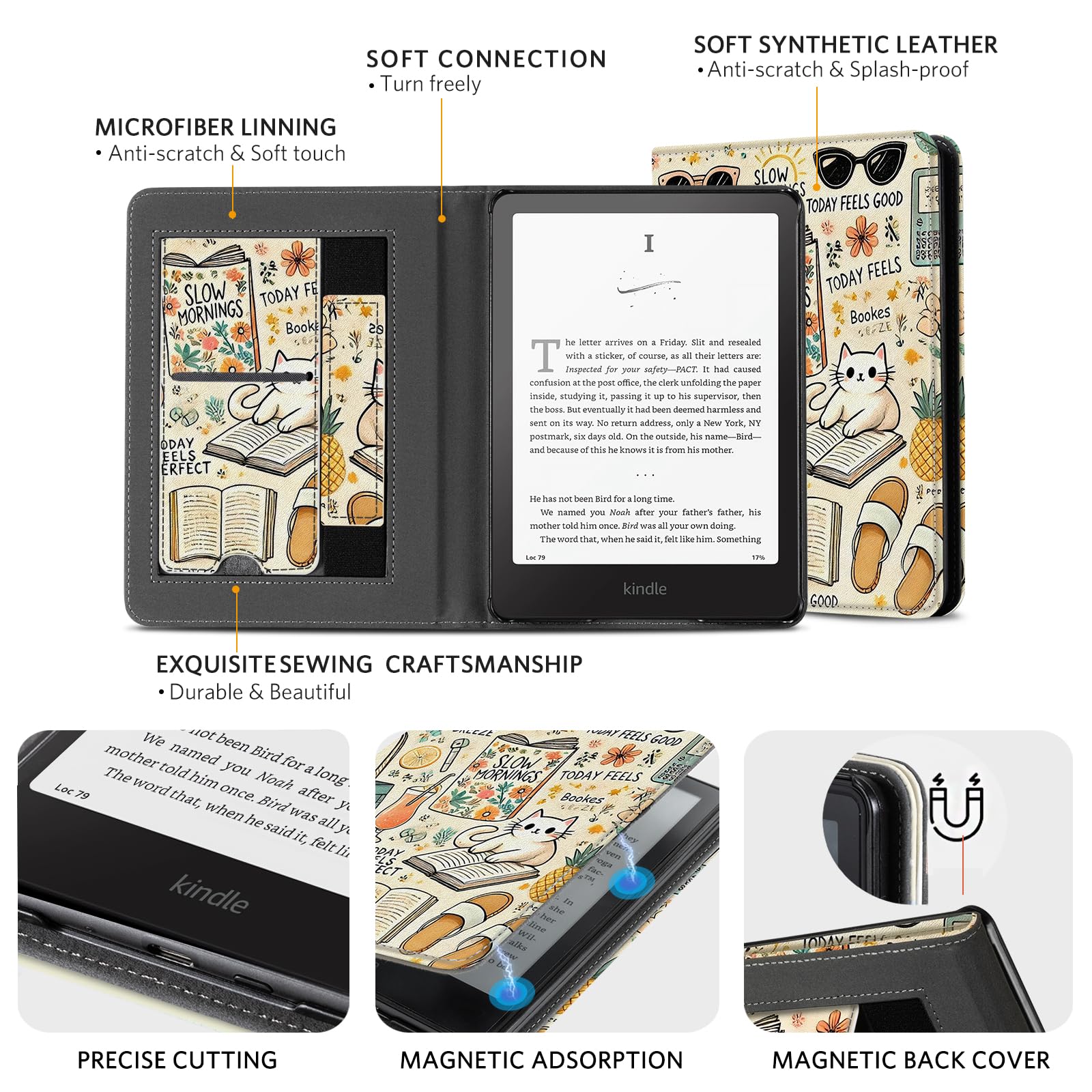 Kindle Paperwhite 12th Gen (2024 7 inch) stand-prints#Color_Beige Cats