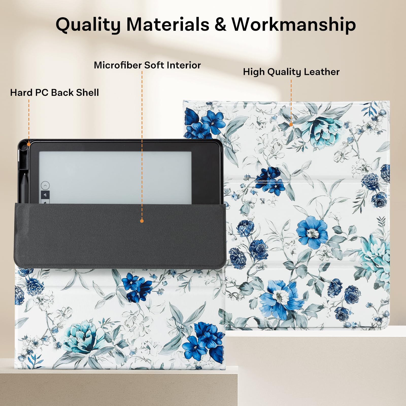 Eden Blue Flowers kindle scribe stand Case