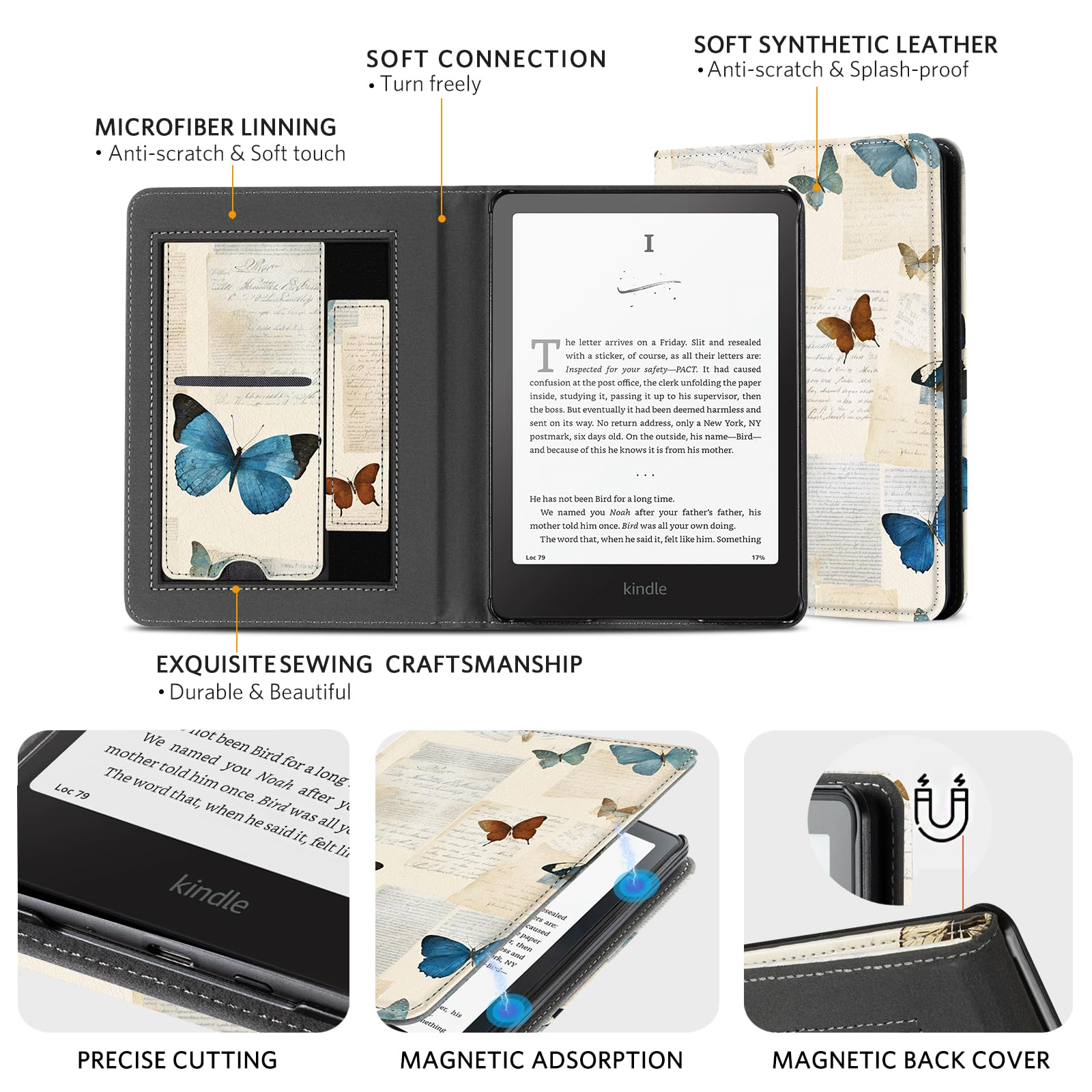 Eden Butterfly Paper 7 Inch Kindle Paperwhite Stand Case
