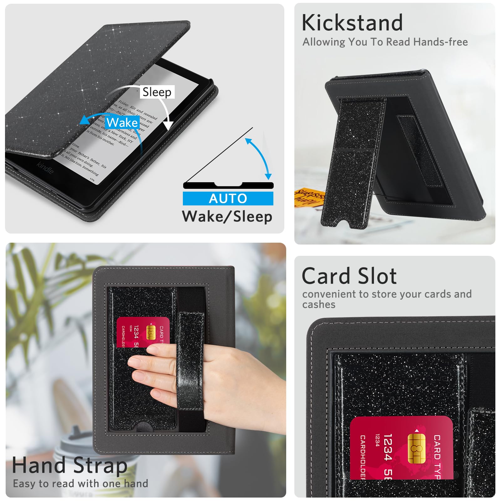 Kindle Paperwhite 12th Gen (2024 7 inch) stand-prints#Color_Black Glitter