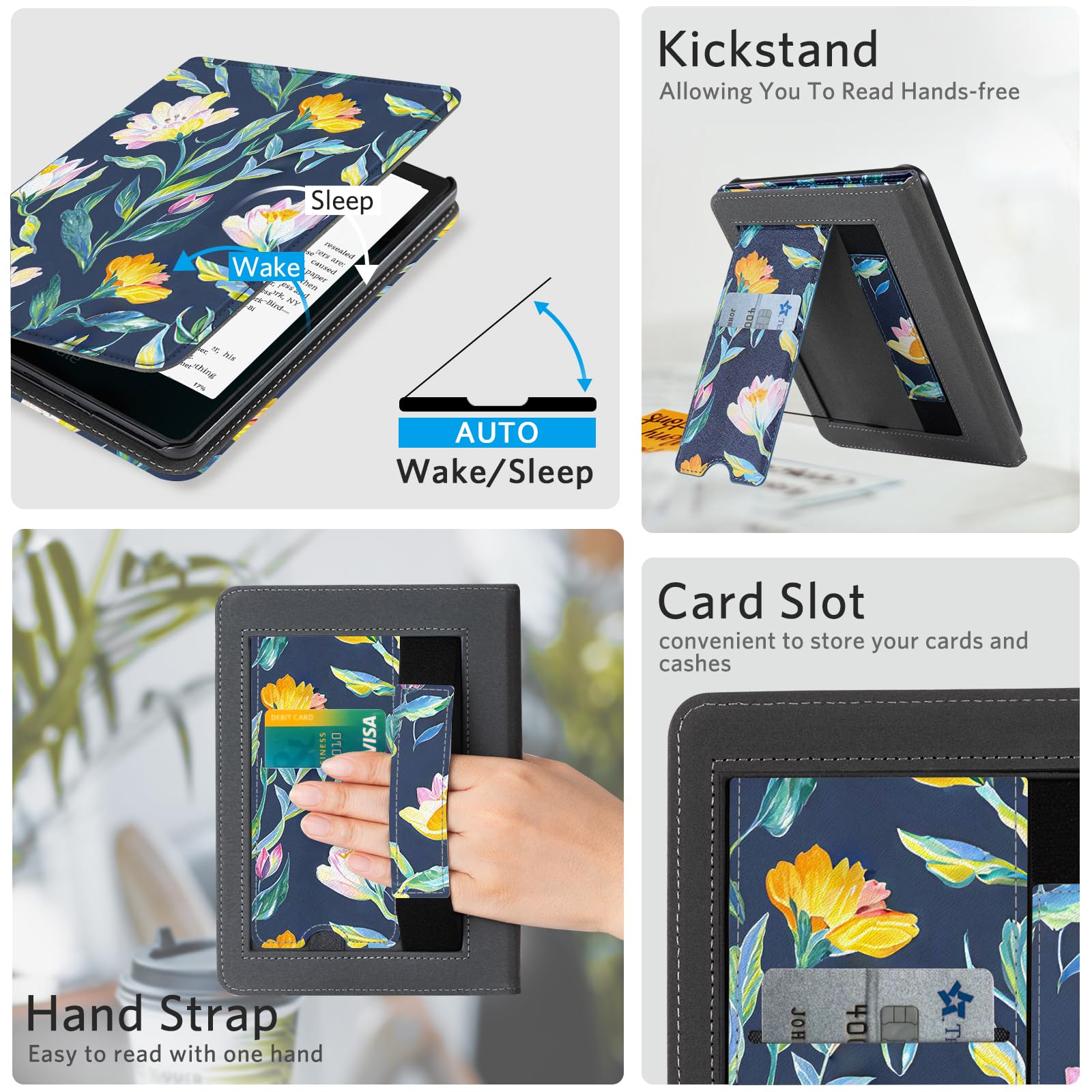 Kindle Paperwhite 12th Gen (2024 7 inch) stand-prints#Color_Blue Flower