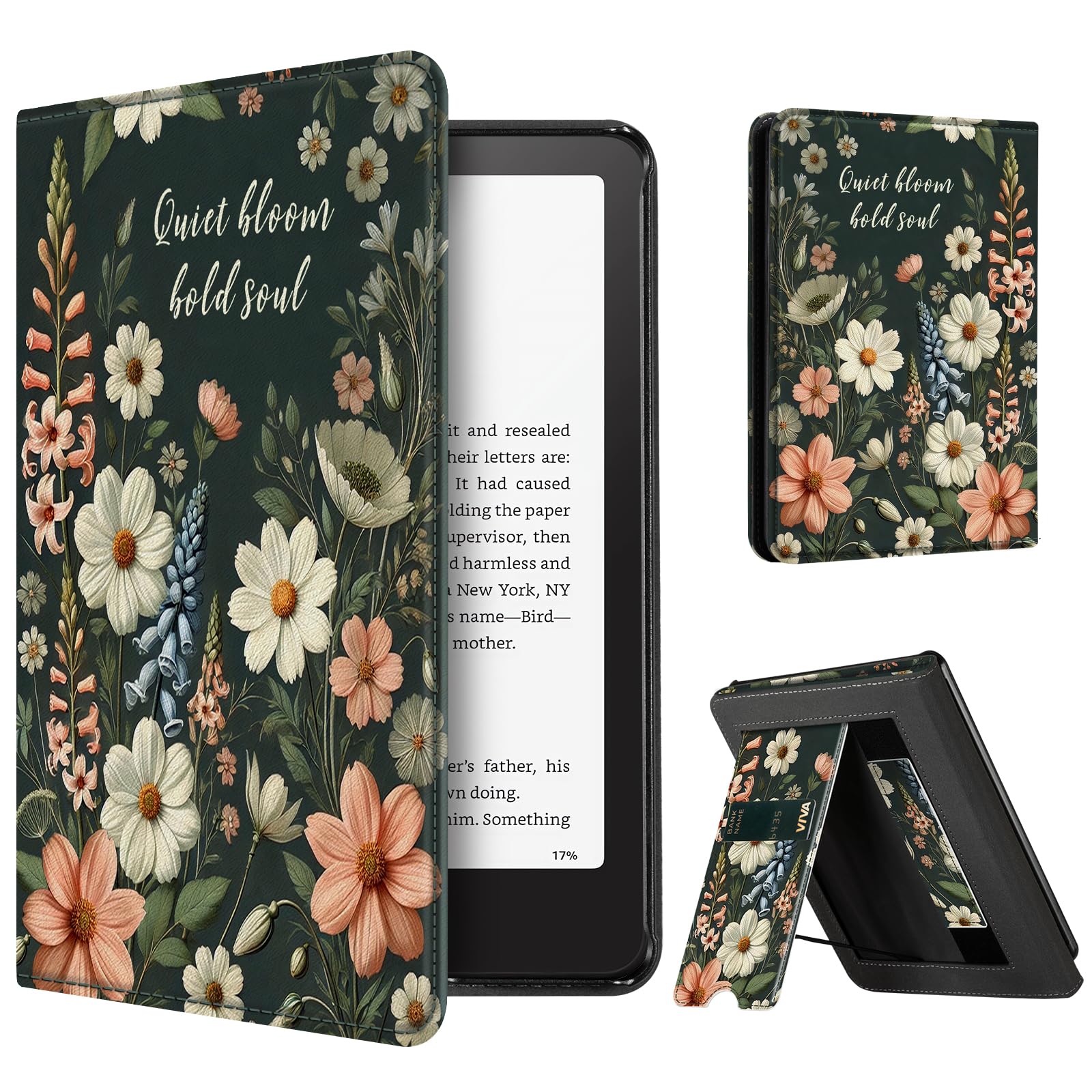Kindle Paperwhite 12th Gen (2024 7 inch) stand-prints#Color_Dark Green Flower