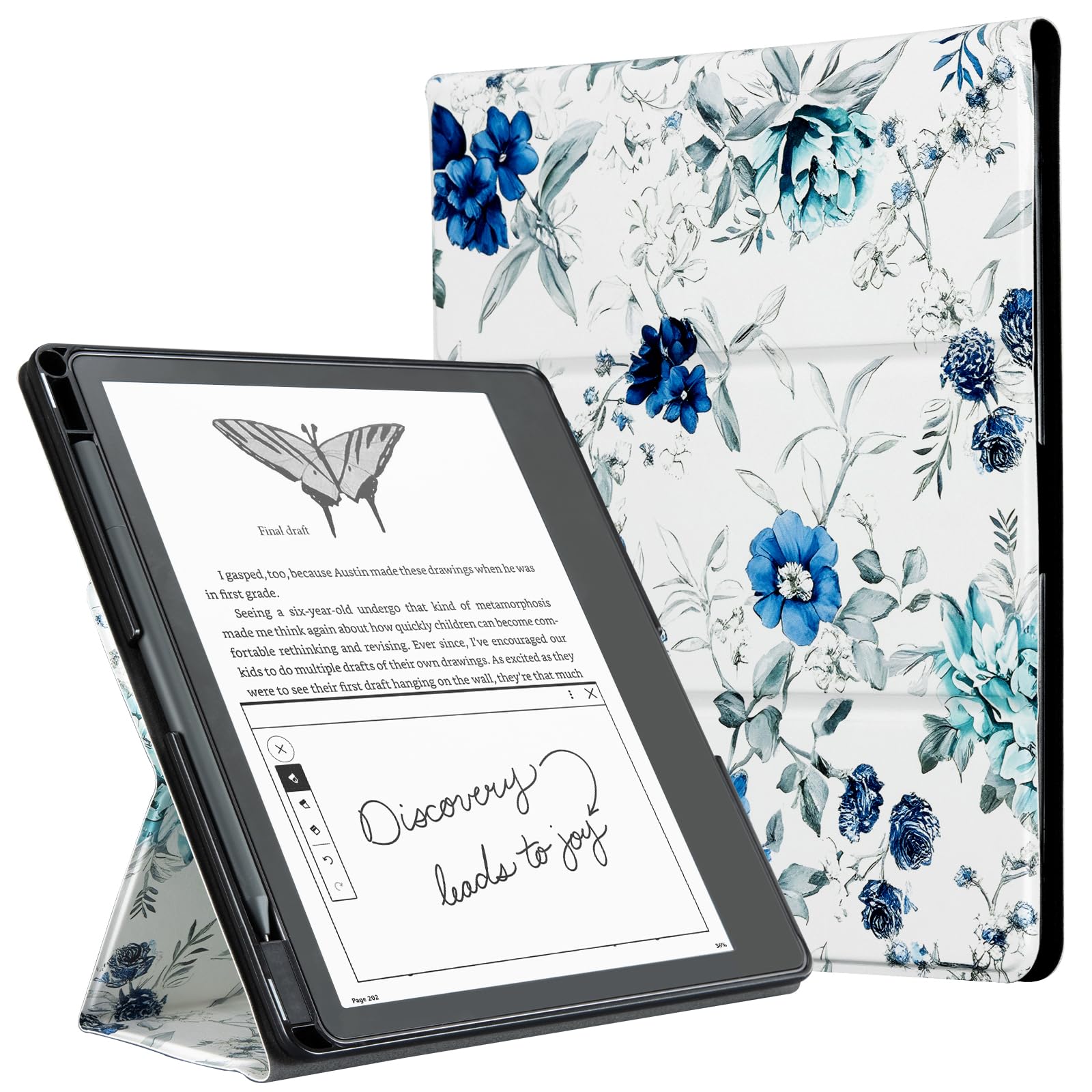Eden Blue Flowers kindle scribe stand Case