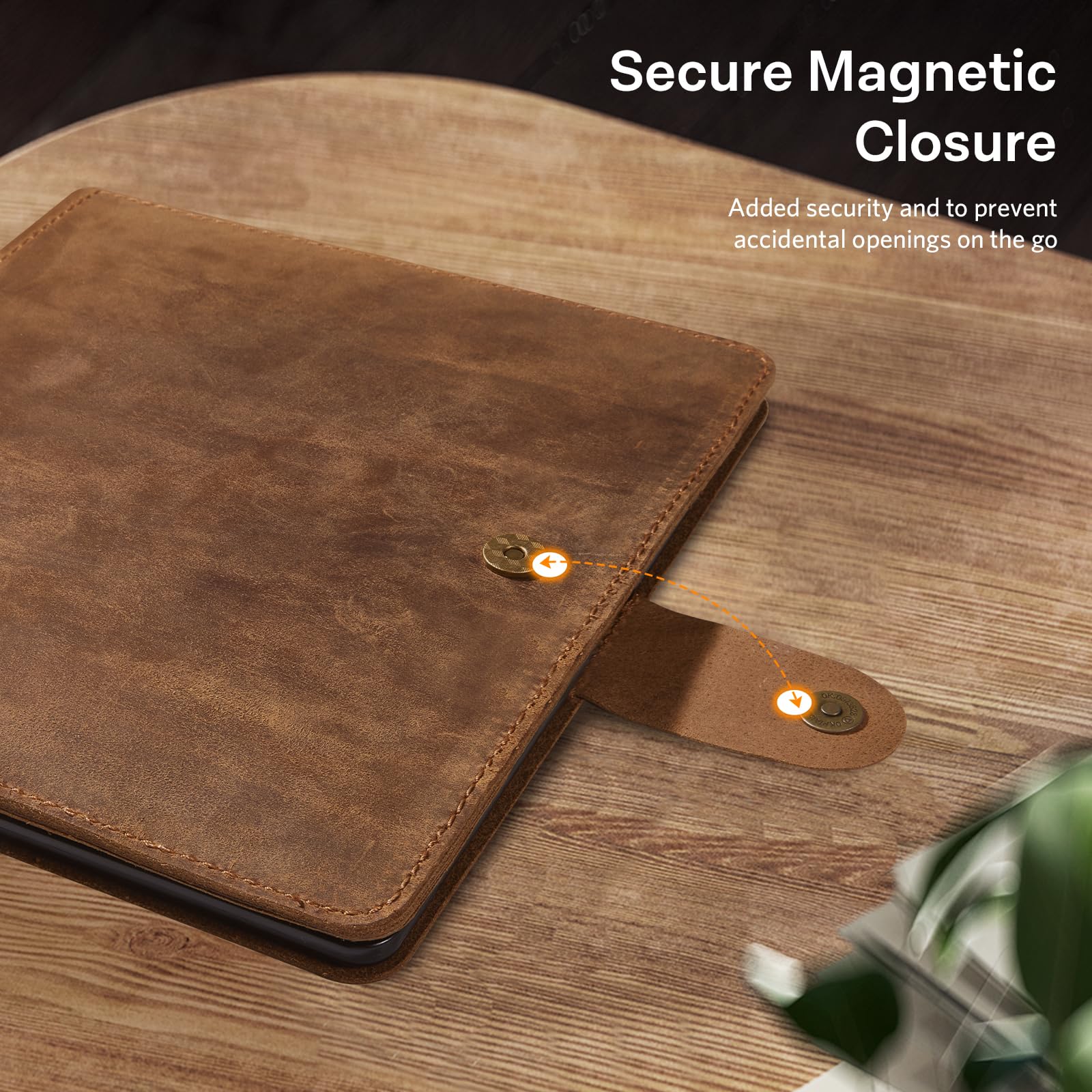 Kindle Scribe 10.2 Genuine Leather Folio Cover with Pen Holder#Color_Cowhide Brown