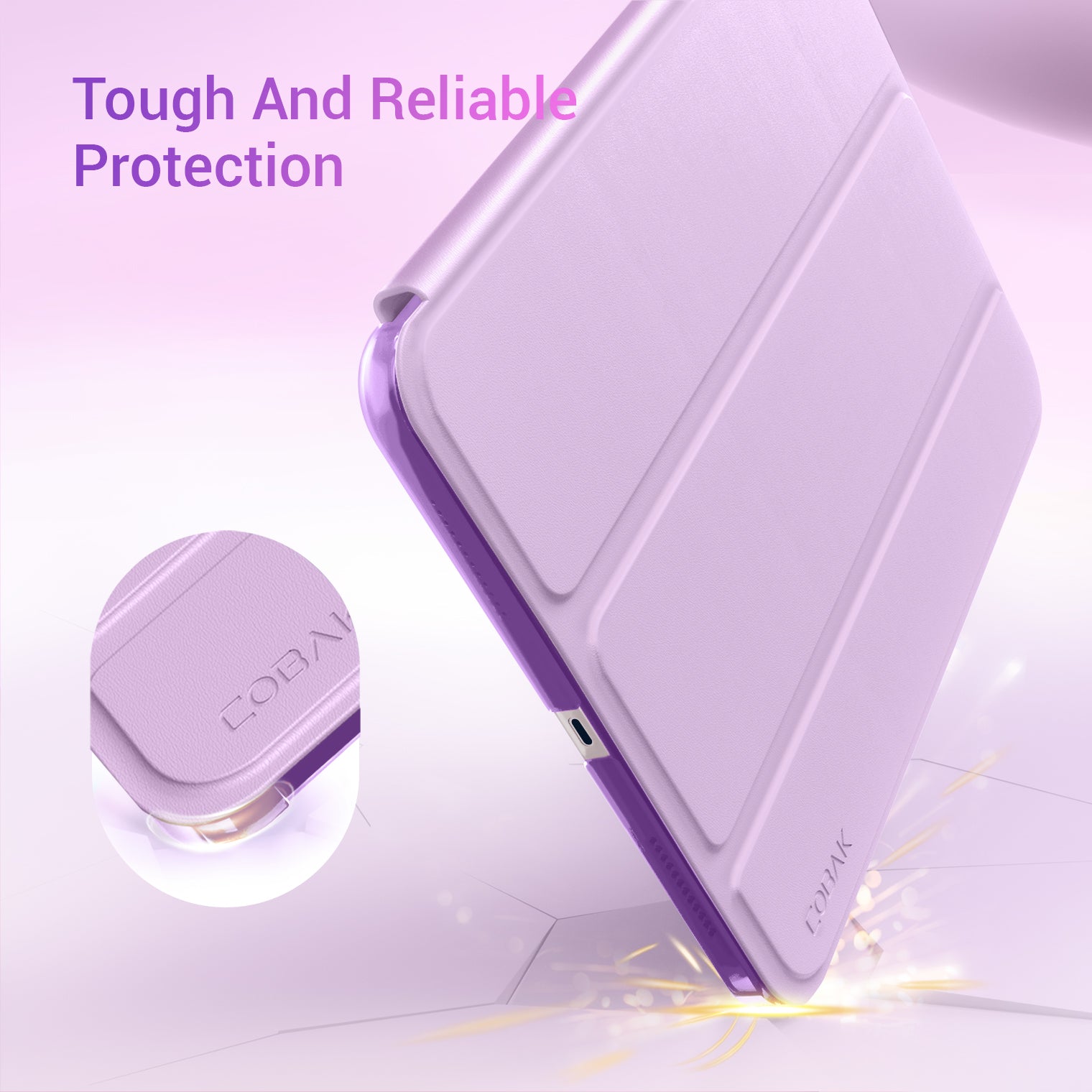 iPad 11th Gen (10th Compatible) Slim Stand Cover with Clear Hard Back, Touch ID#Color_Gray Violet