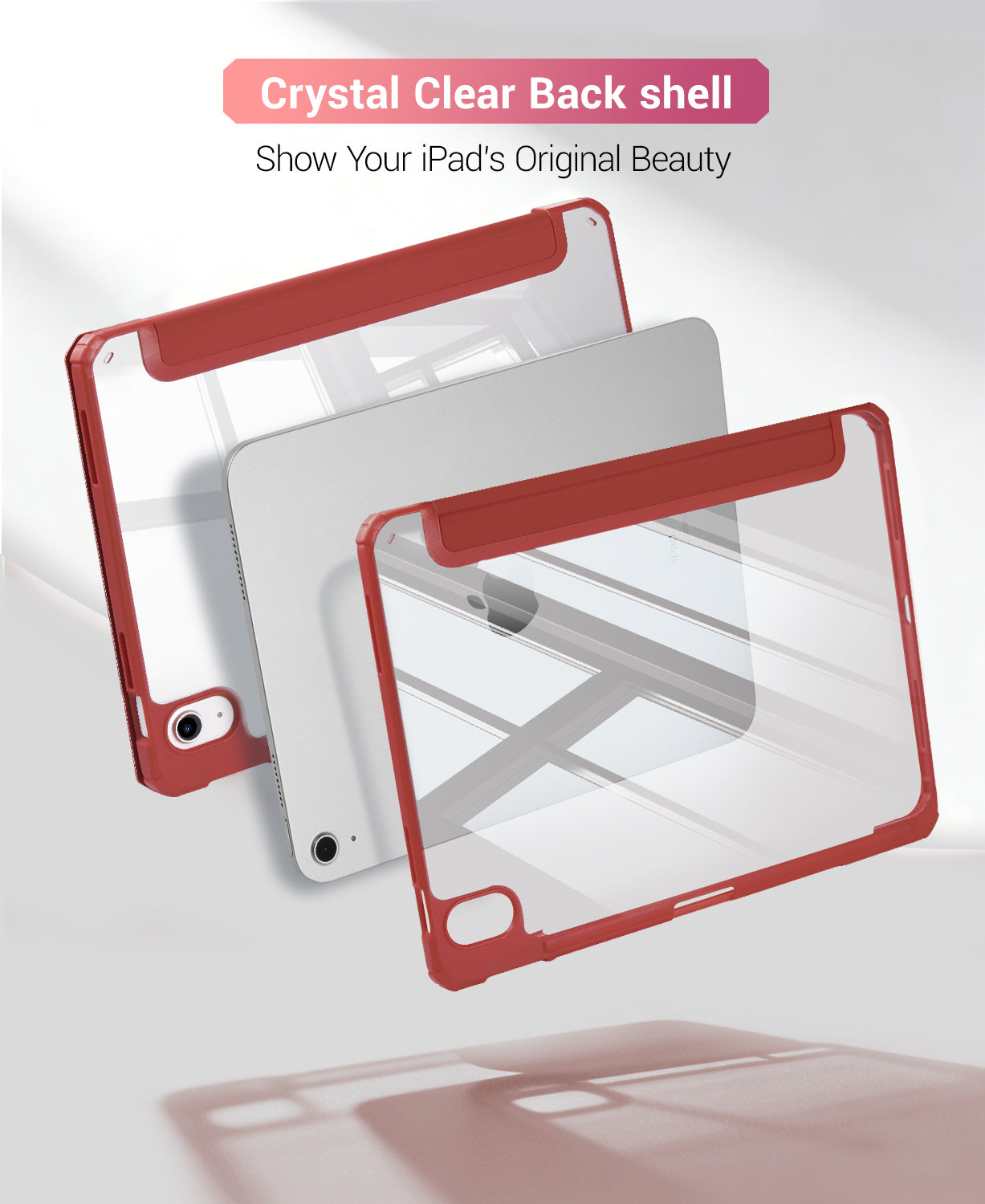 iPad 11th Gen (10th Compatible) Case With Y-Fold Magnetic Stand#Color_Wine Red