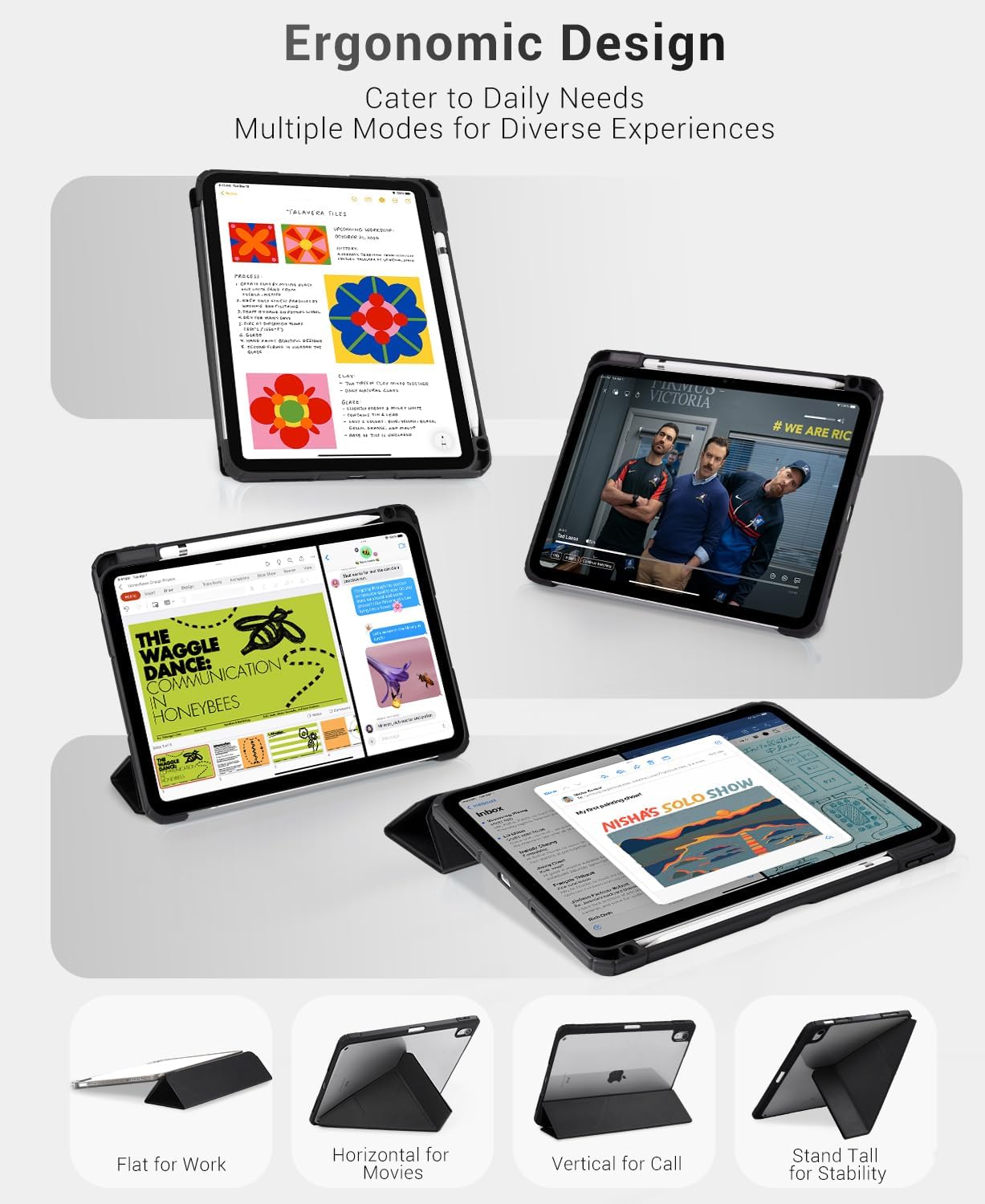 iPad 11th Gen (A16) 11" (2025) & 10th Gen 10.9" (2022) Case With Magnetic Stand#Color_Black