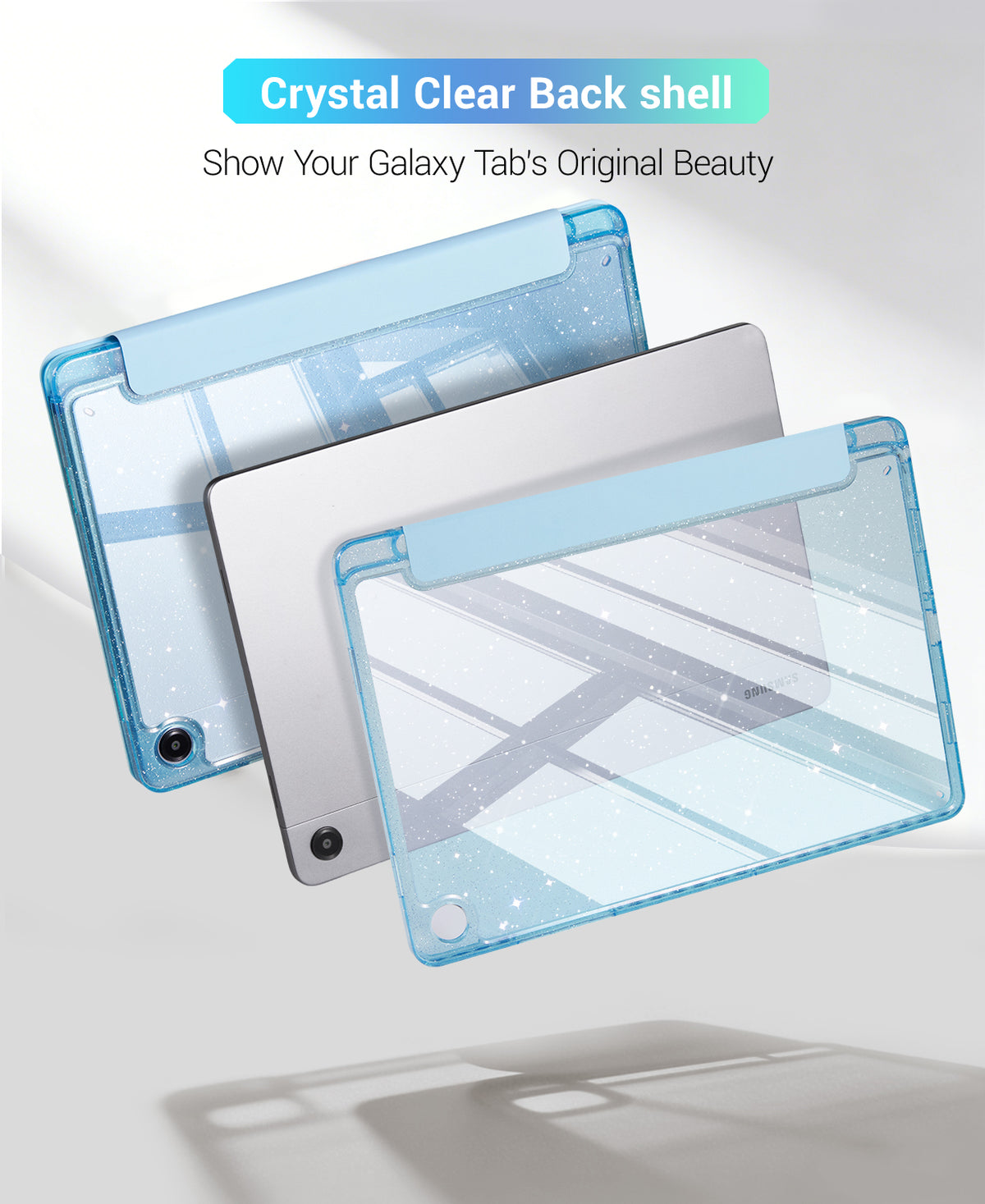 Galaxy Tab A11+ / A9+ 11" Multi-Angle Y-Fold Case#Color_Blue Glitter