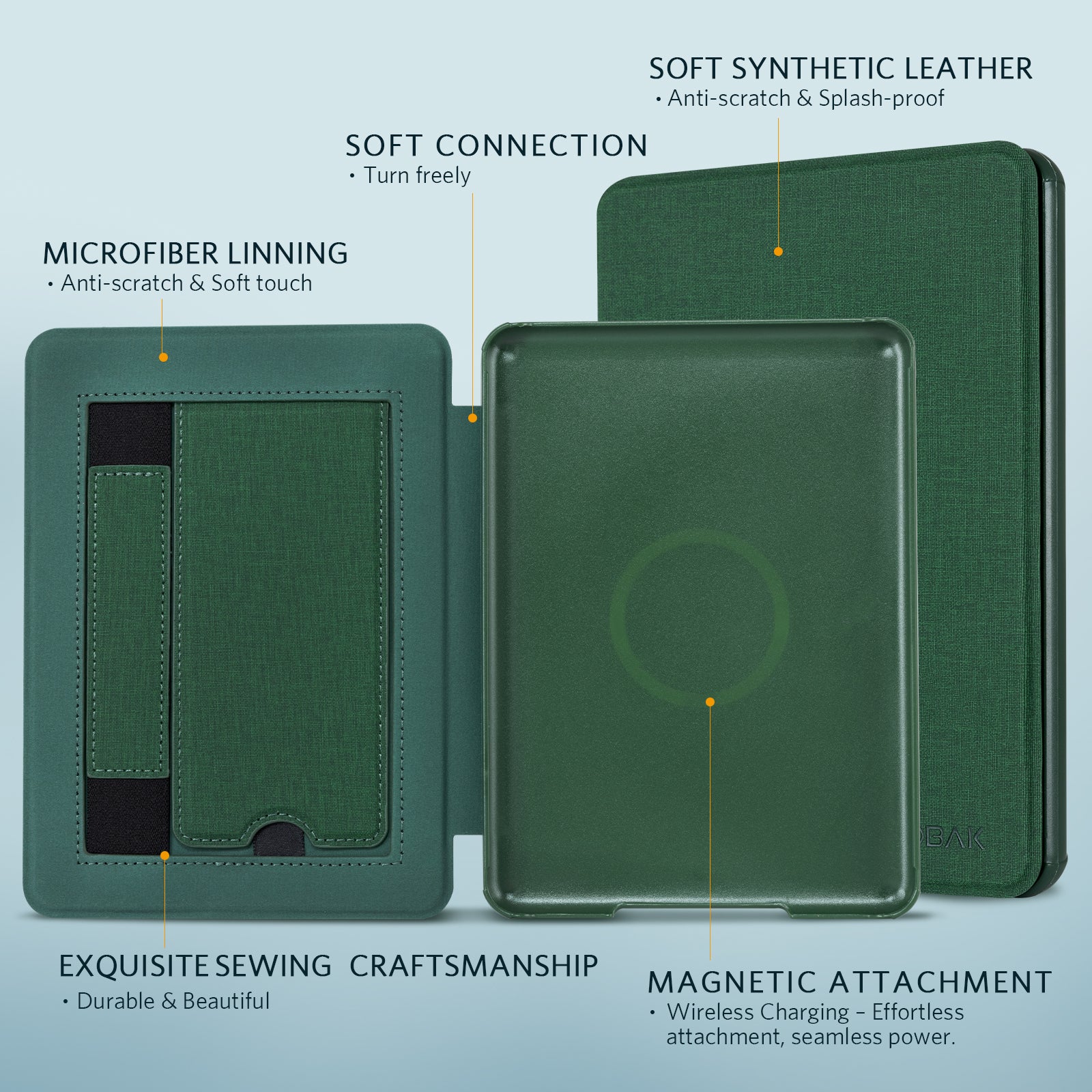 Kindle Paperwhite 12th Gen 7 inch (2024) Lightweight Case With Stand#Color_Emerald Green