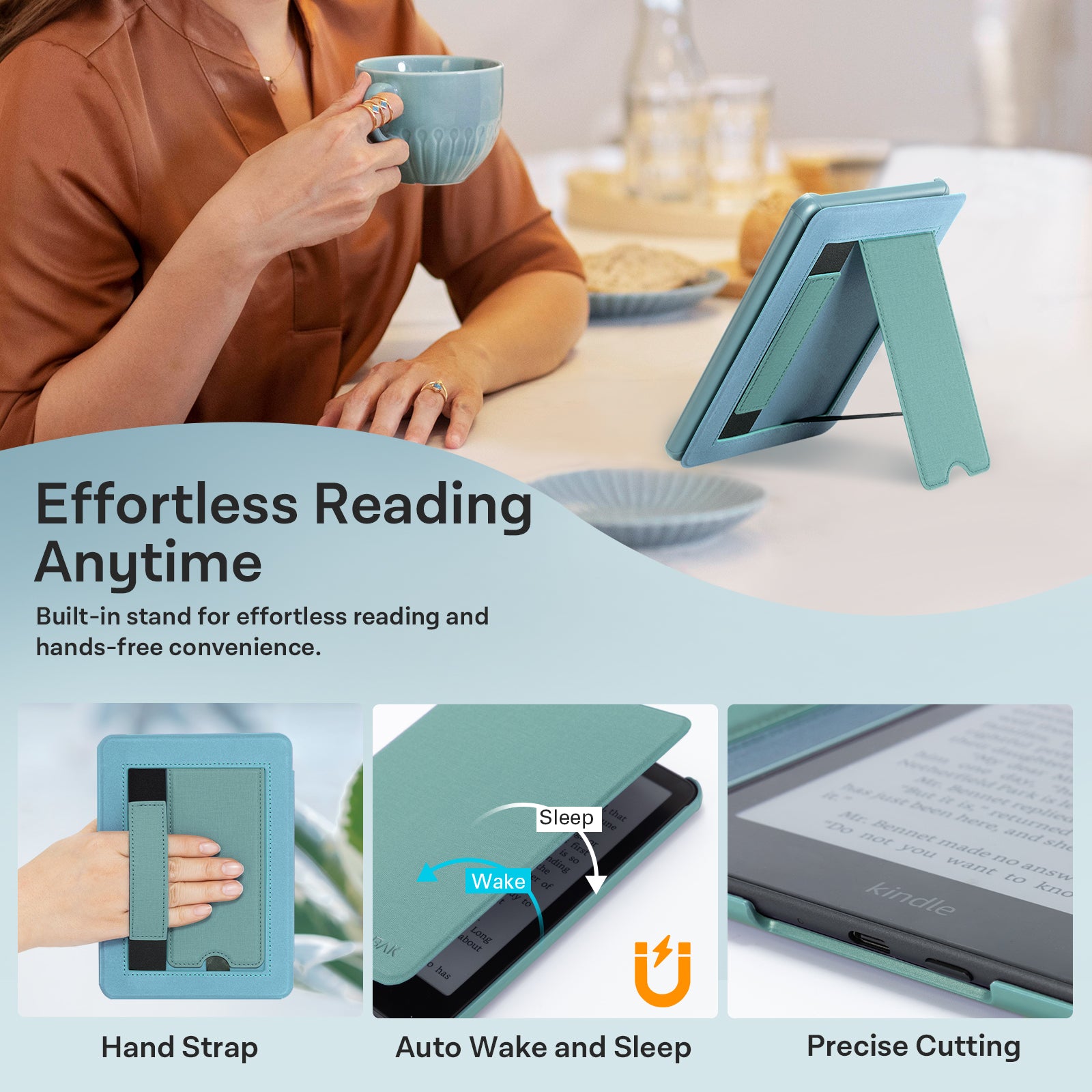 Kindle Paperwhite 12th Gen 7 inch (2024) Lightweight Case With Stand#Color_Misty Blue