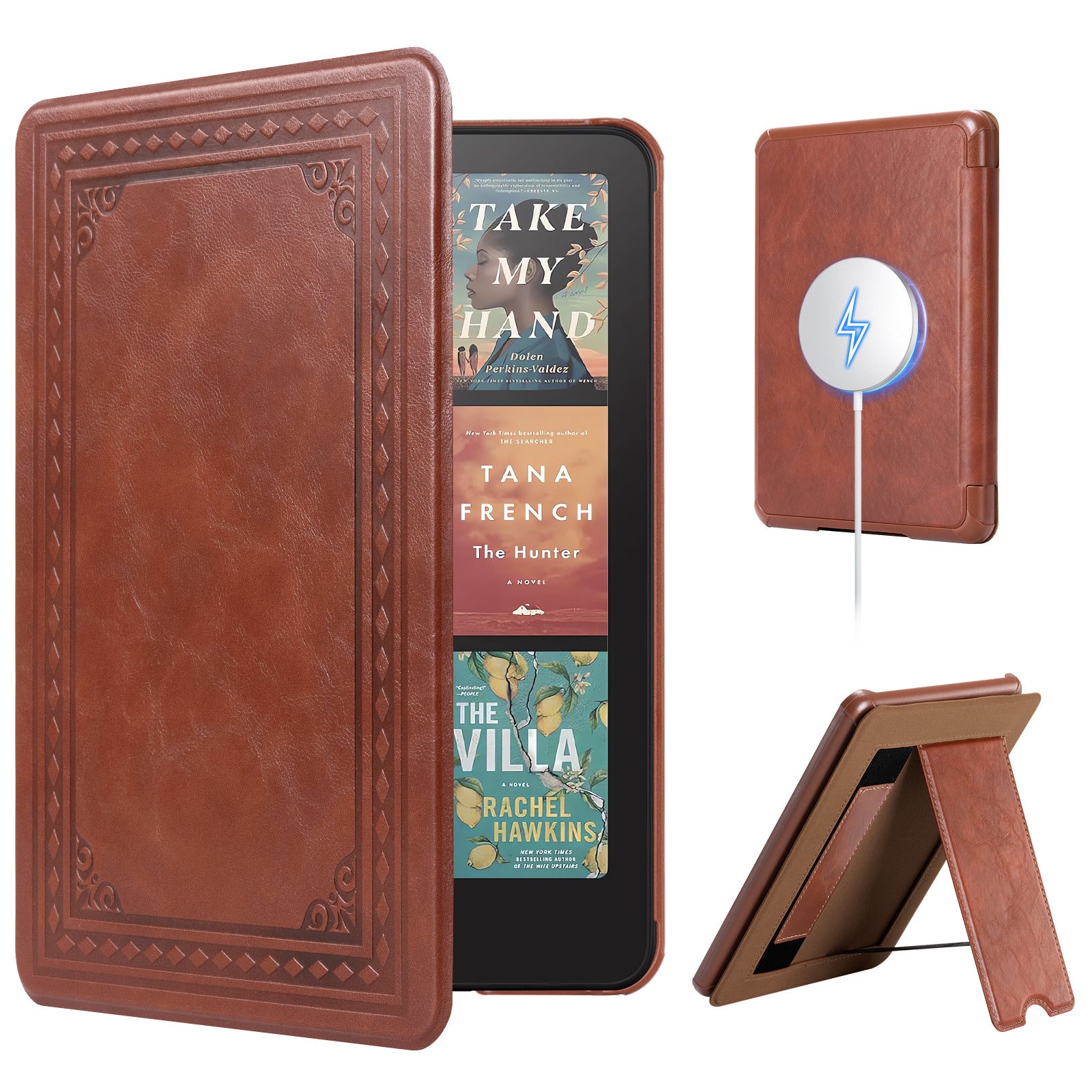 Kindle Paperwhite 12th Gen 7 inch (2024) Lightweight Case With Stand#Color_Cowhide Brown