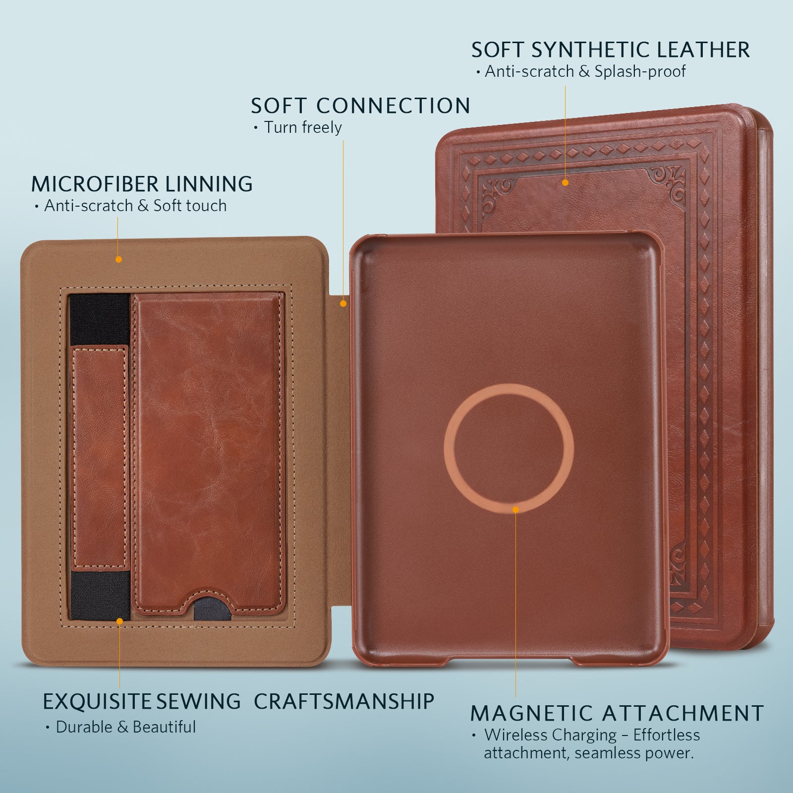 Kindle Paperwhite 12th Gen 7 inch (2024) Lightweight Case With Stand#Color_Cowhide Brown