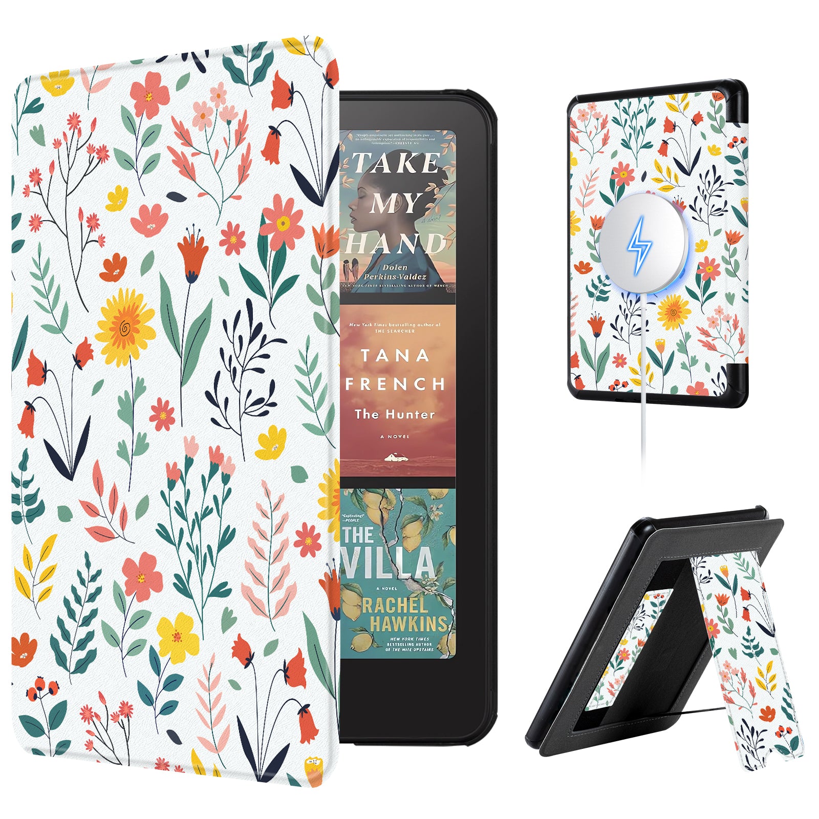Kindle Paperwhite 12th Gen 7 inch (2024) Lightweight Case With Stand#Color_White Flower
