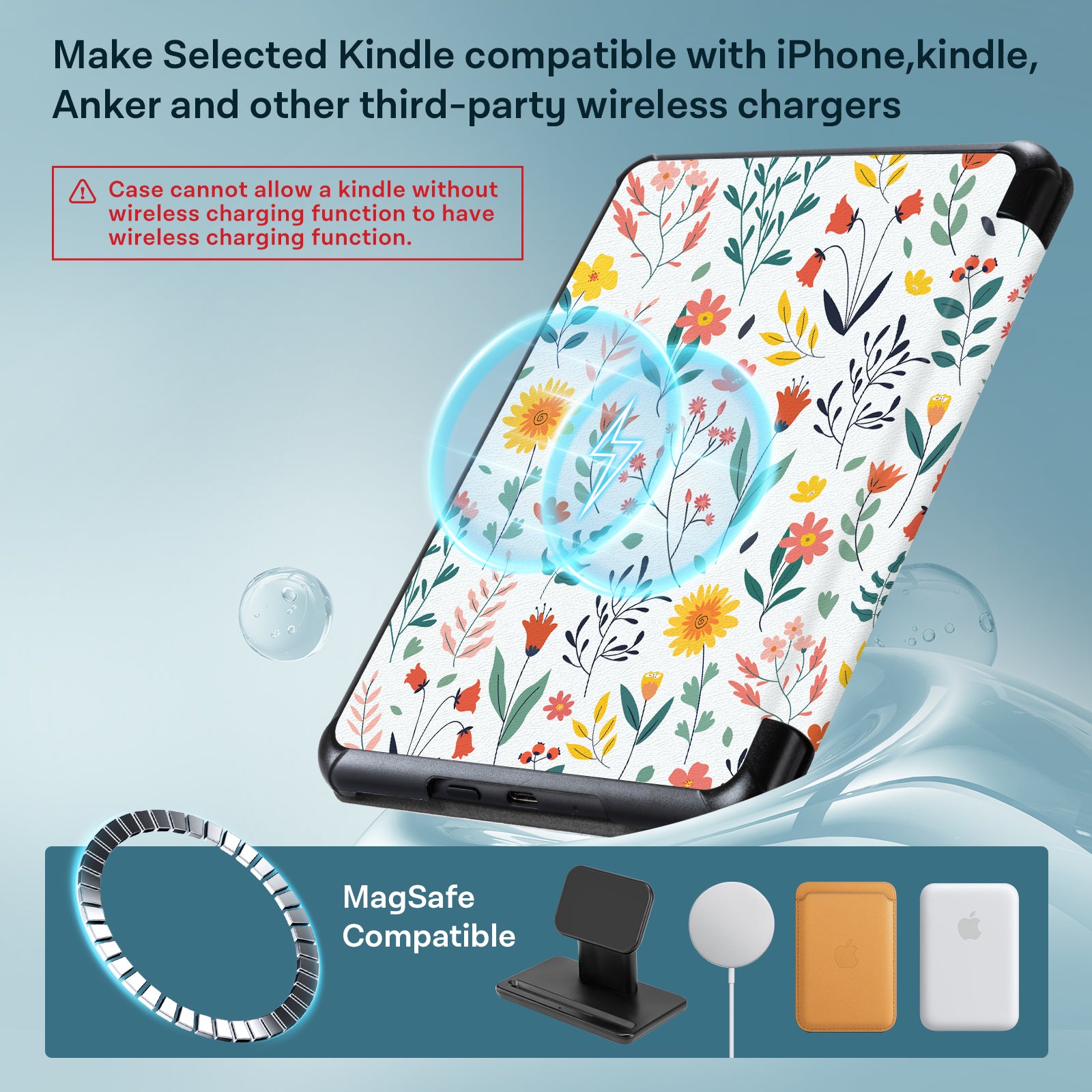 Kindle Paperwhite 12th Gen 7 inch (2024) Lightweight Case With Stand#Color_White Flower