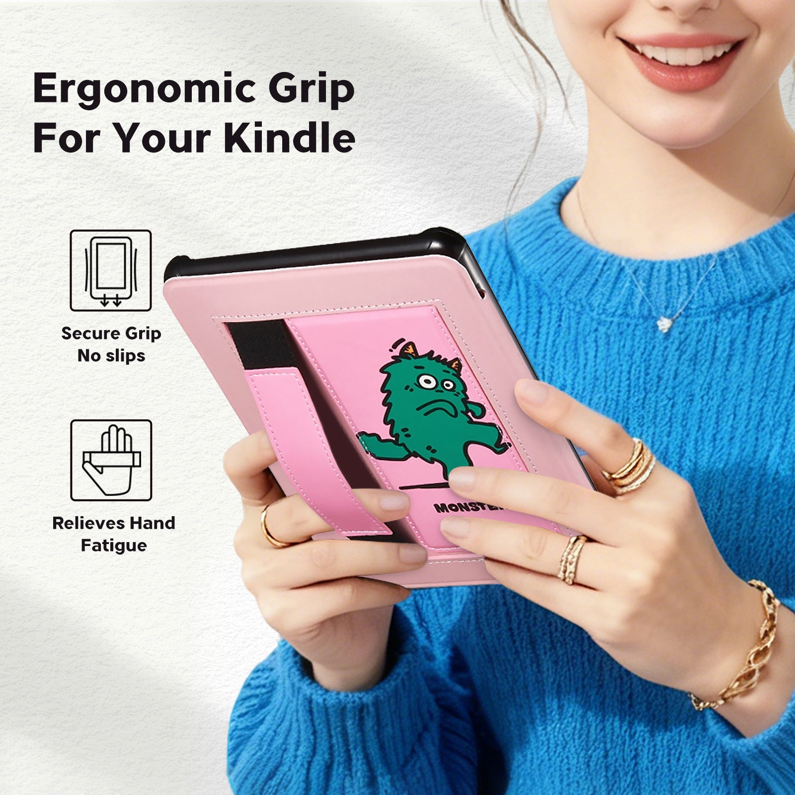 Kindle Paperwhite 12th Gen 7 inch (2024) Lightweight Case With Stand#Color_Monster Sneako