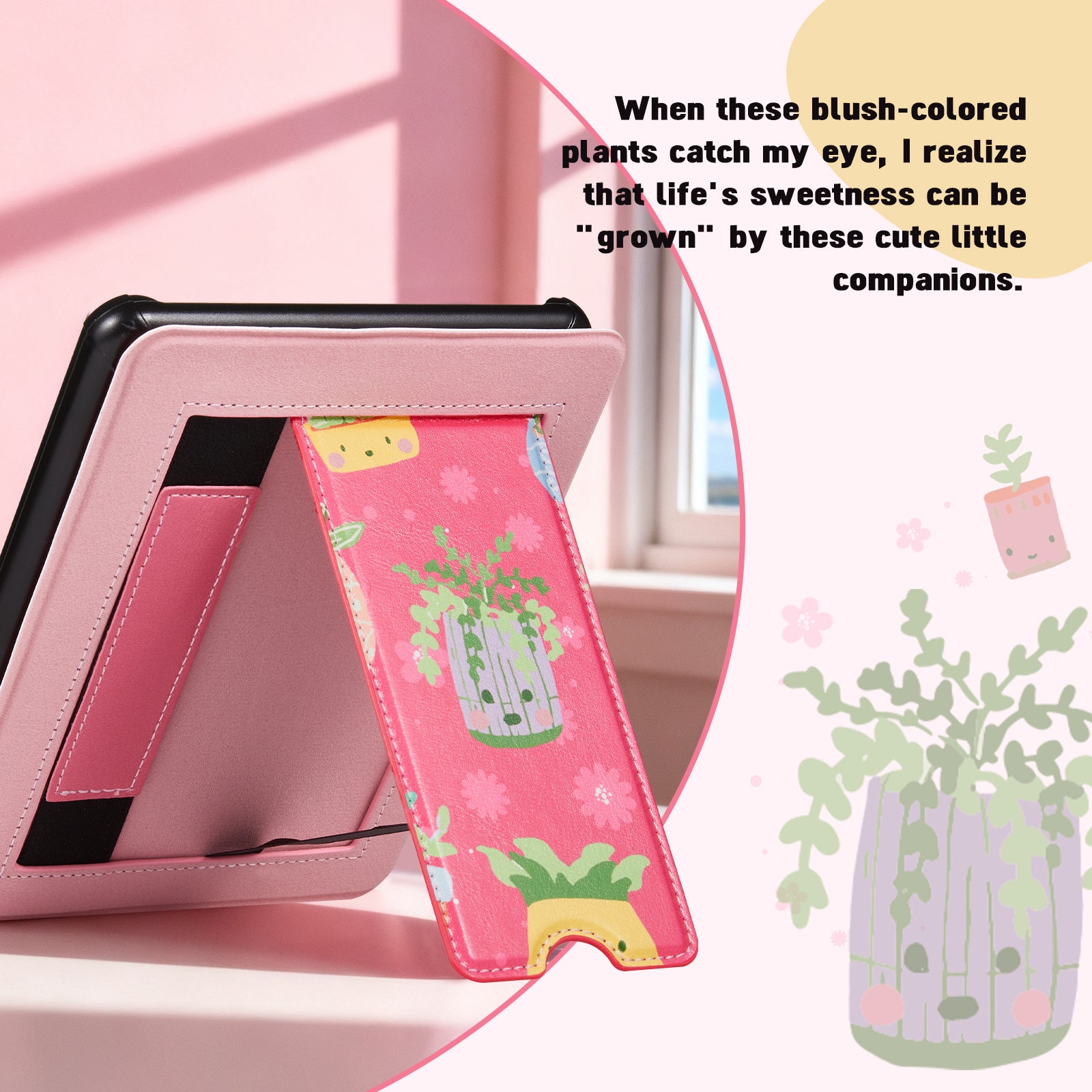 Kindle Paperwhite 12th Gen 7 inch (2024) Lightweight Case With Stand#Color_Plant Party Blooming
