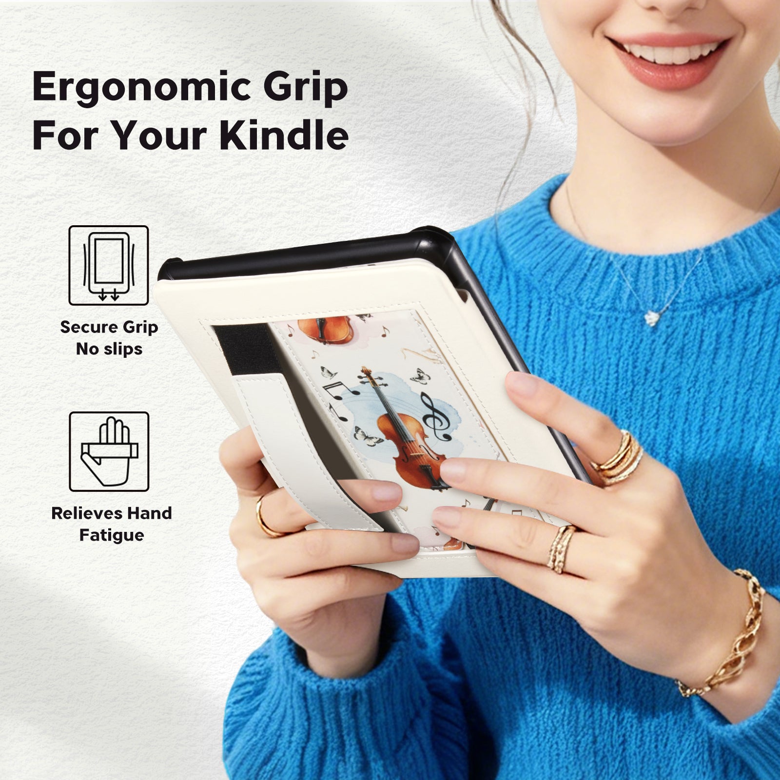 Kindle Paperwhite 12th Gen 7 inch (2024) Lightweight Case With Stand#Color_Melody Beige