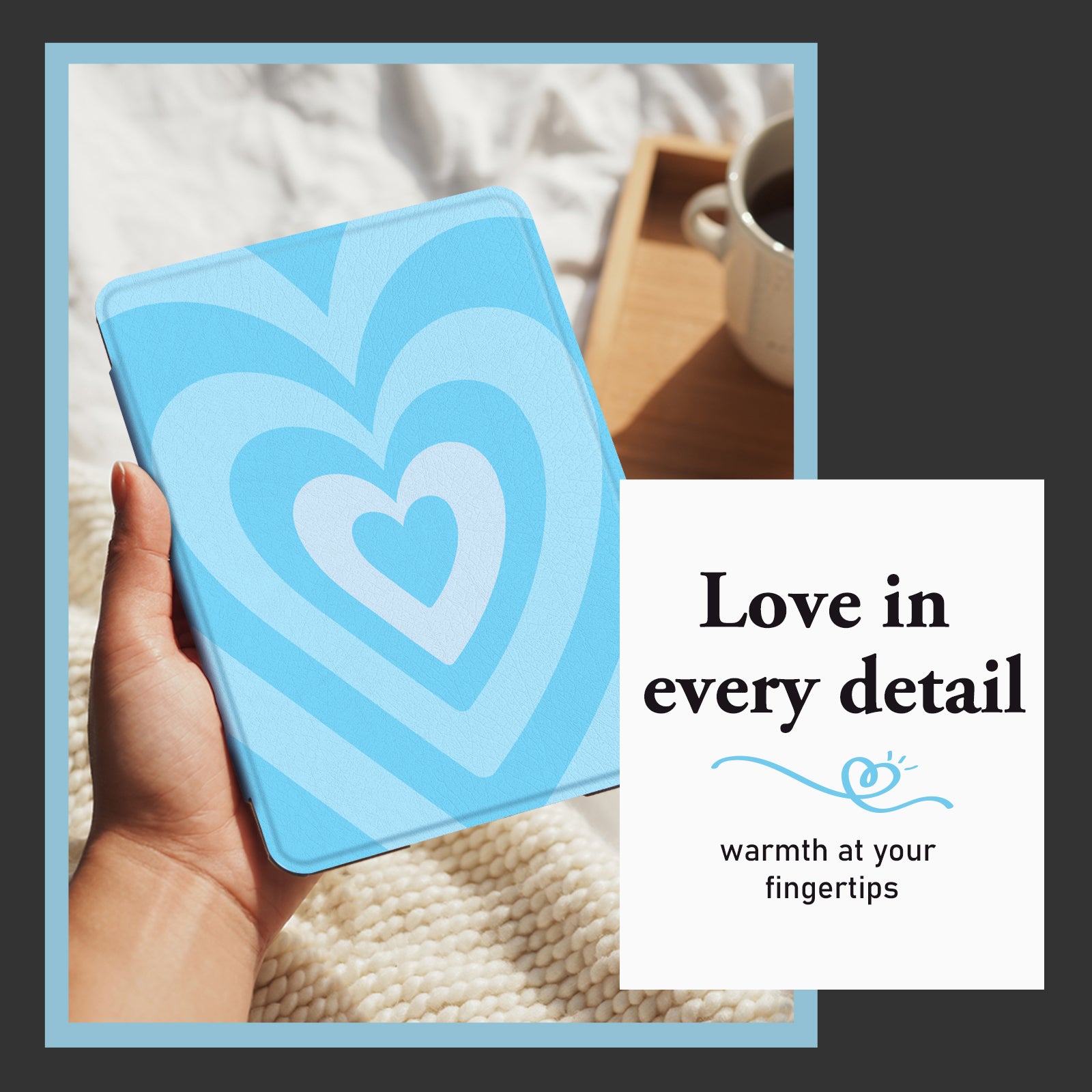 Kindle Paperwhite 12th Gen 7 inch (2024) Lightweight Case With Stand#Color_Ocean Heart