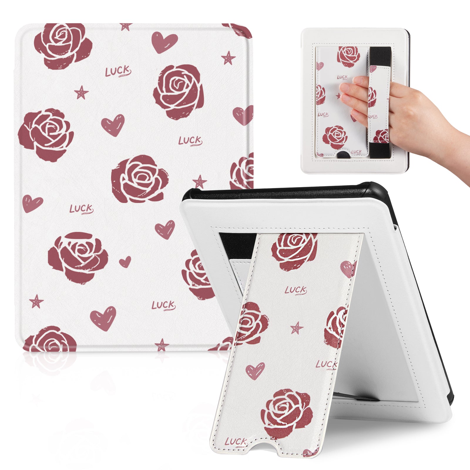 Kindle Paperwhite 12th Gen 7 inch (2024) Lightweight Case With Stand#Color_Rose Luck