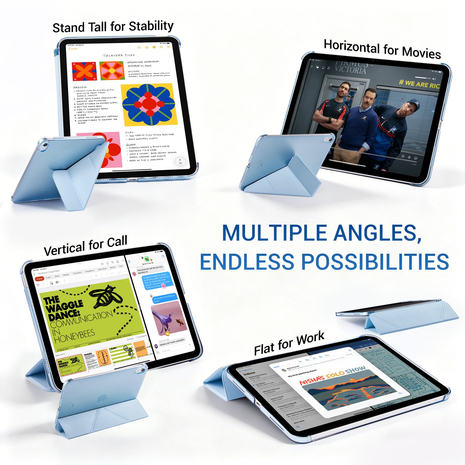 iPad (A16) 11th Gen & 10th Gen Slim Y-Fold Magnetic Stand Case#Color_Sky Blue