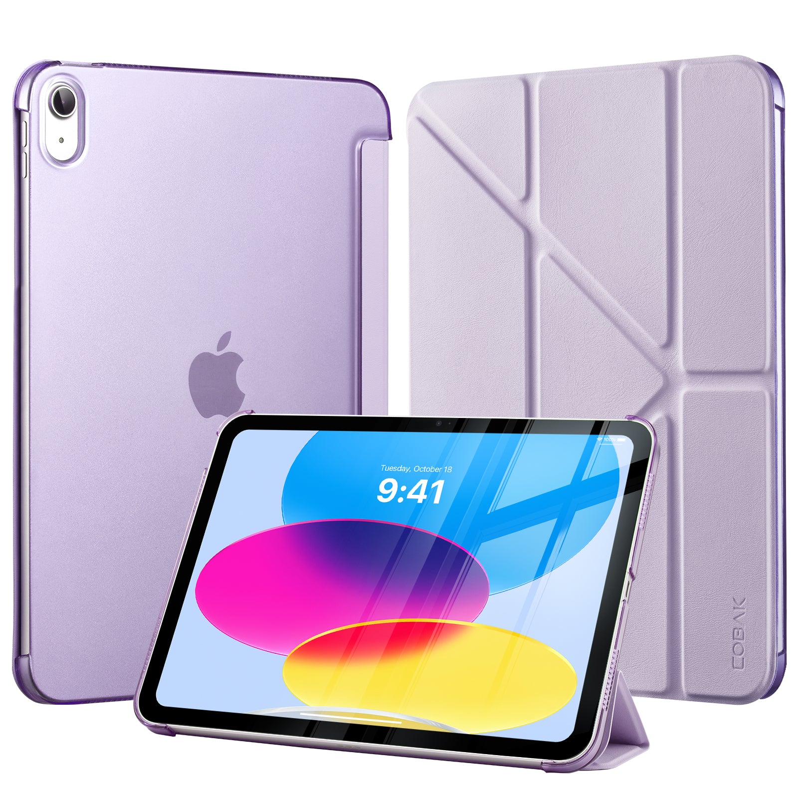 iPad (A16) 11th Gen & 10th Gen Slim Y-Fold Magnetic Stand Case#Color_Gray Violet