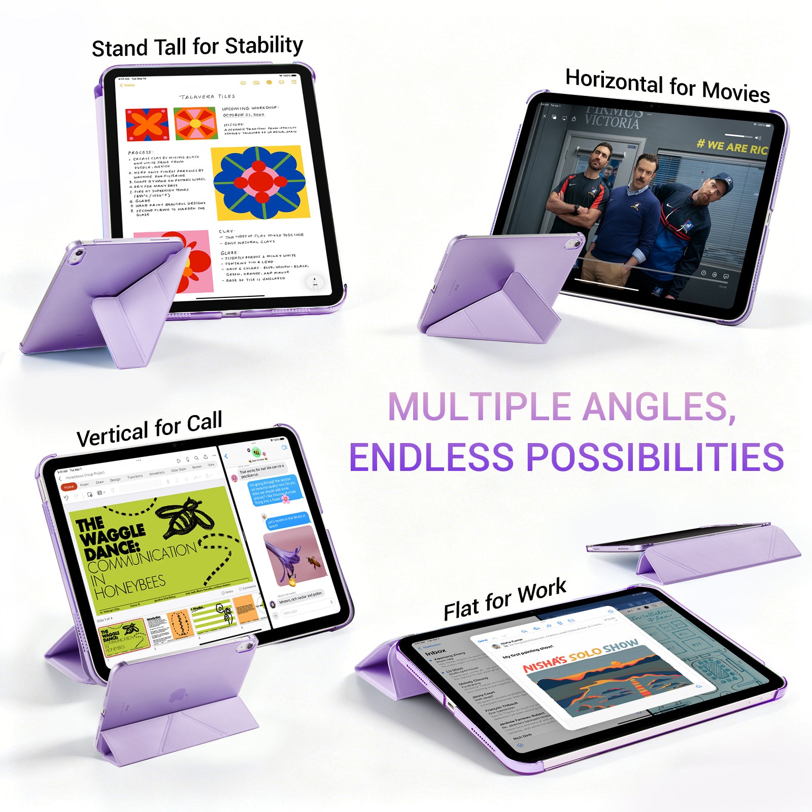 iPad (A16) 11th Gen & 10th Gen Slim Y-Fold Magnetic Stand Case#Color_Gray Violet
