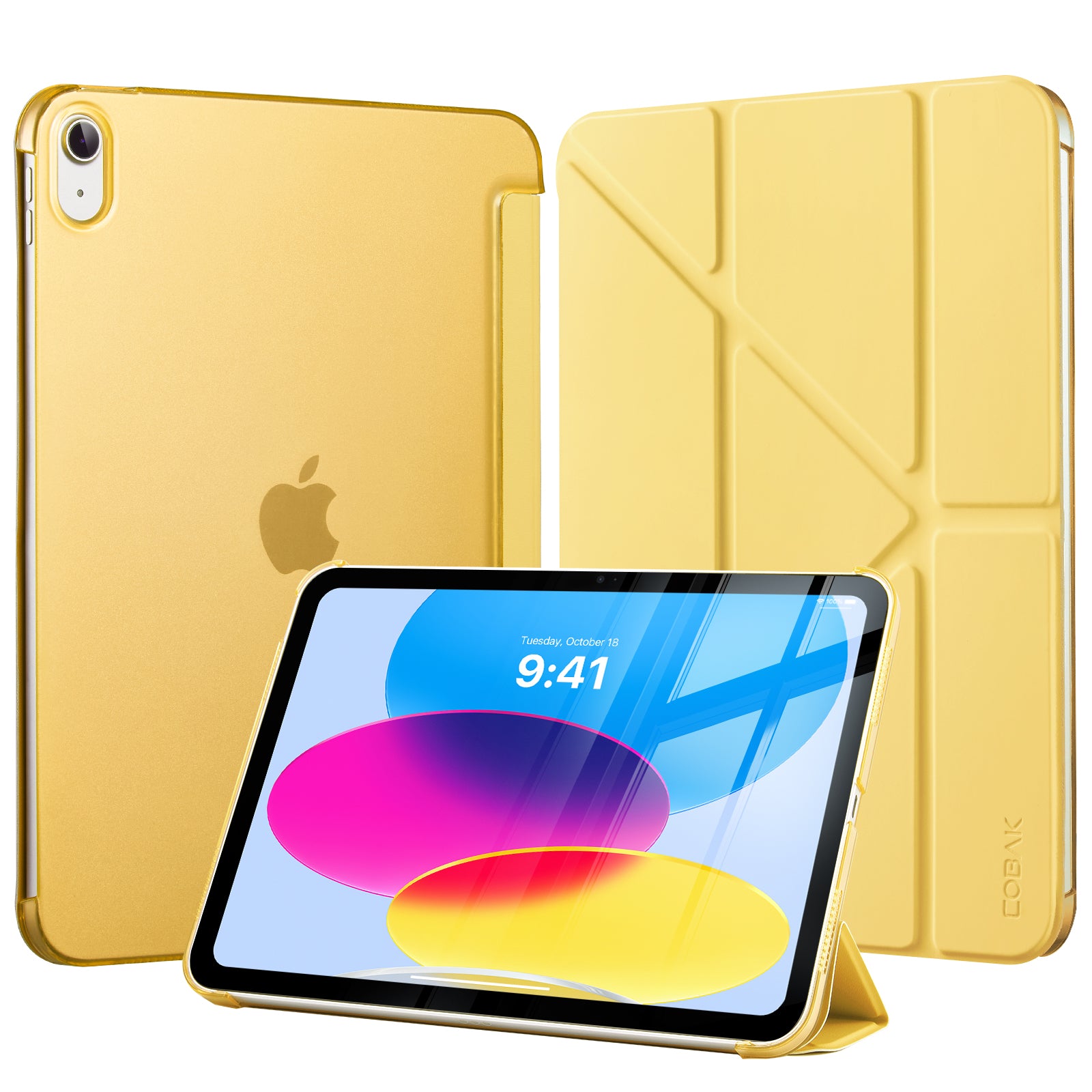 iPad (A16) 11th Gen & 10th Gen Slim Y-Fold Magnetic Stand Case#Color_Lemon Yellow