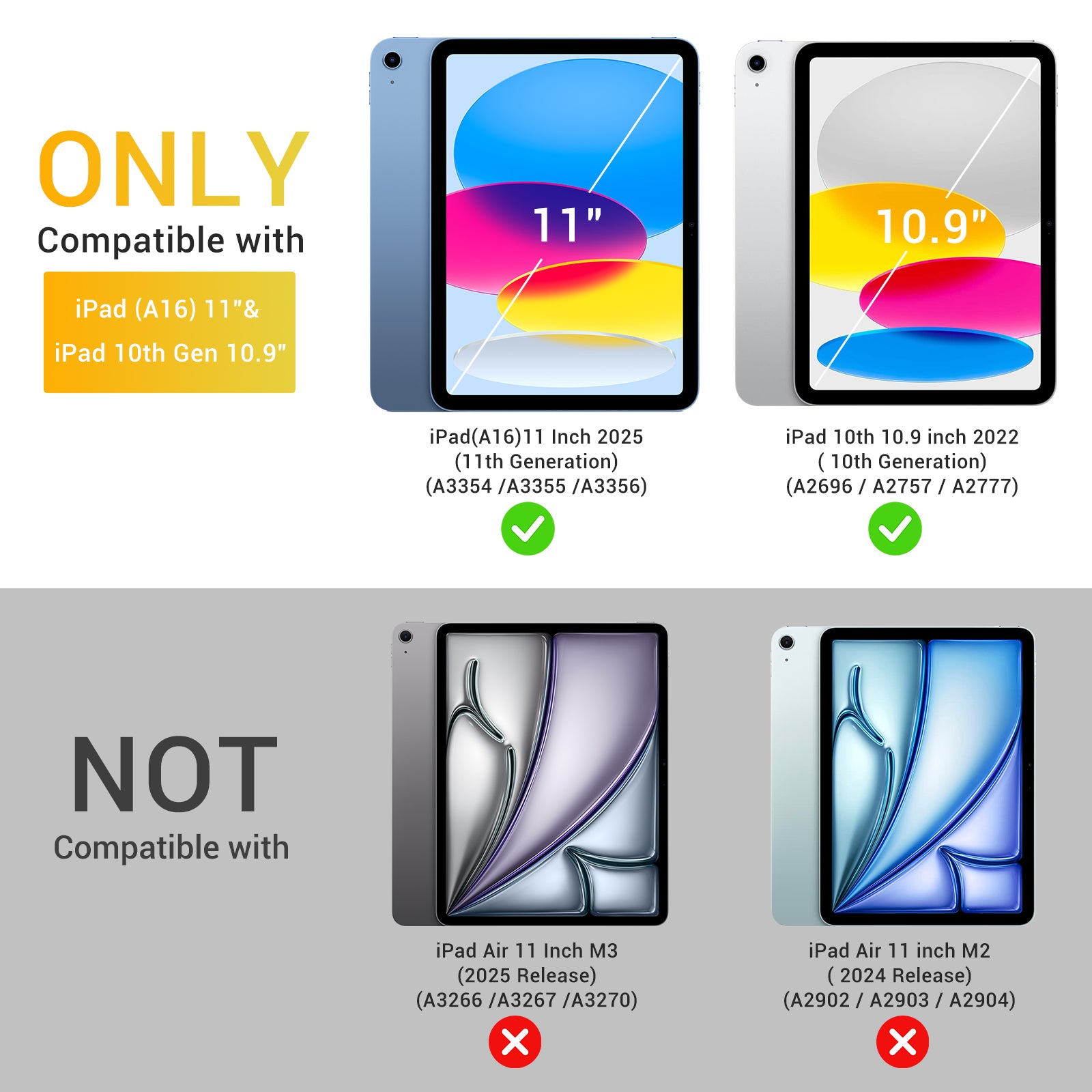 iPad (A16) 11th Gen & 10th Gen Slim Y-Fold Magnetic Stand Case#Color_Lemon Yellow