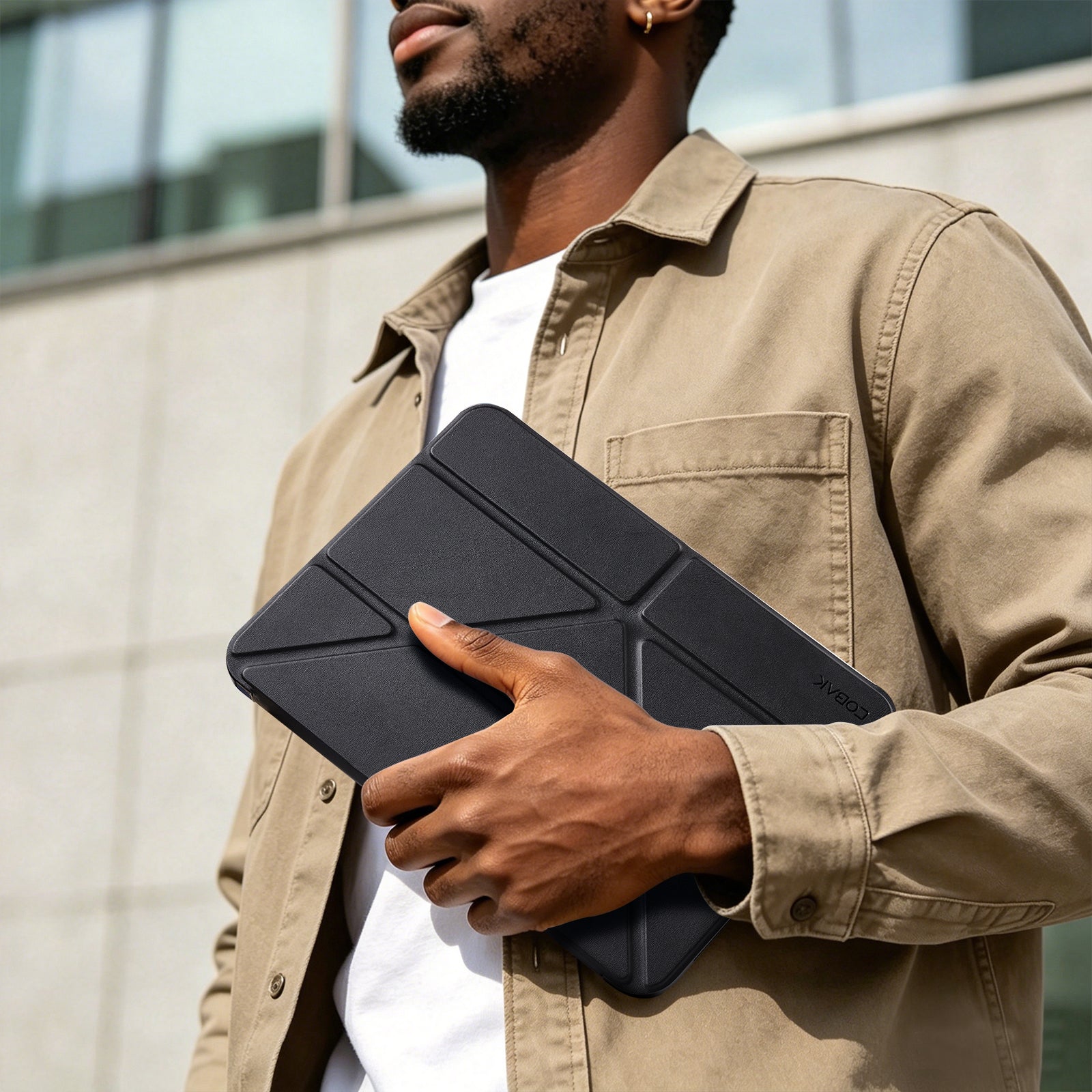 iPad (A16) 11th Gen & 10th Gen Slim Y-Fold Magnetic Stand Case#Color_Black