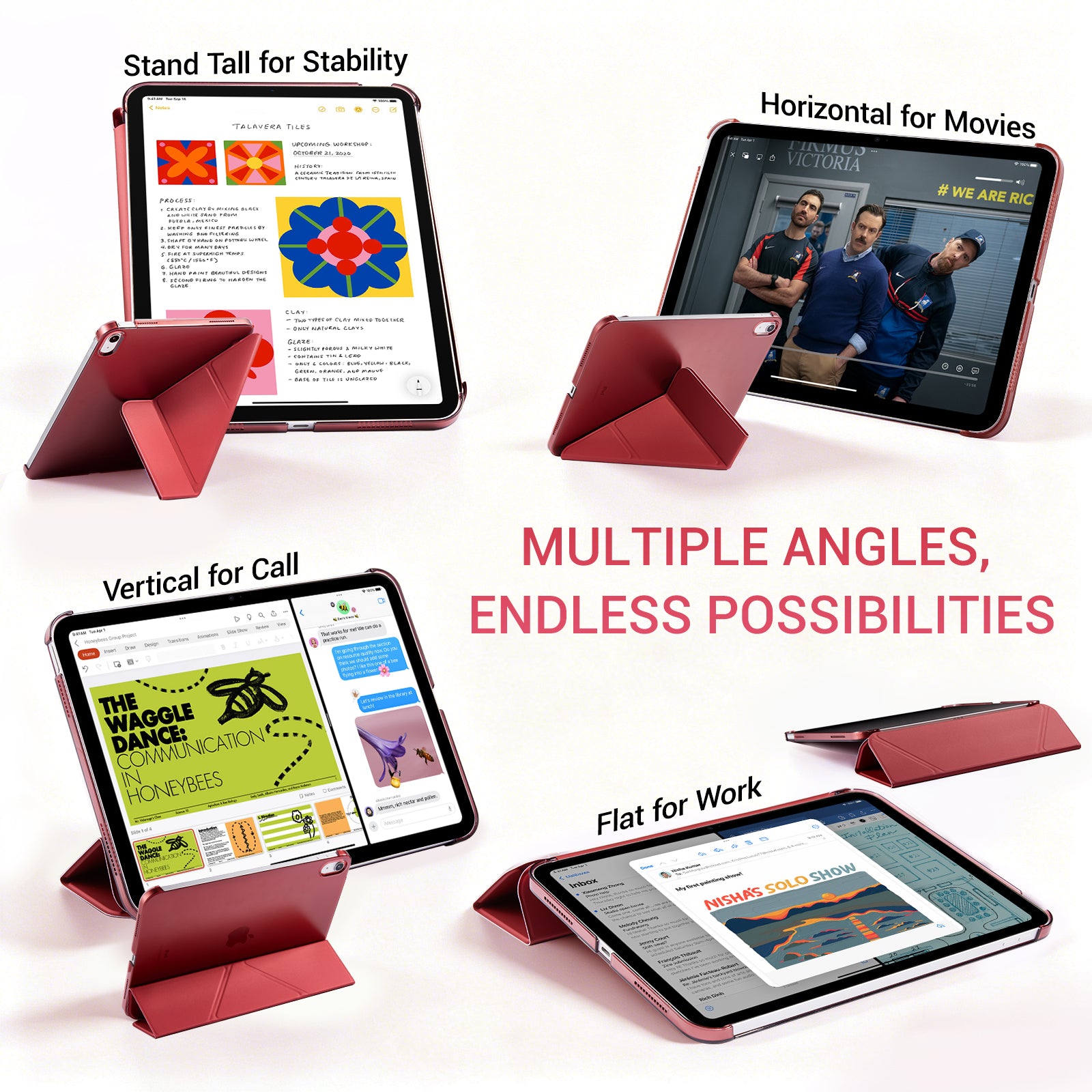 iPad (A16) 11th Gen & 10th Gen Slim Y-Fold Magnetic Stand Case#Color_Red