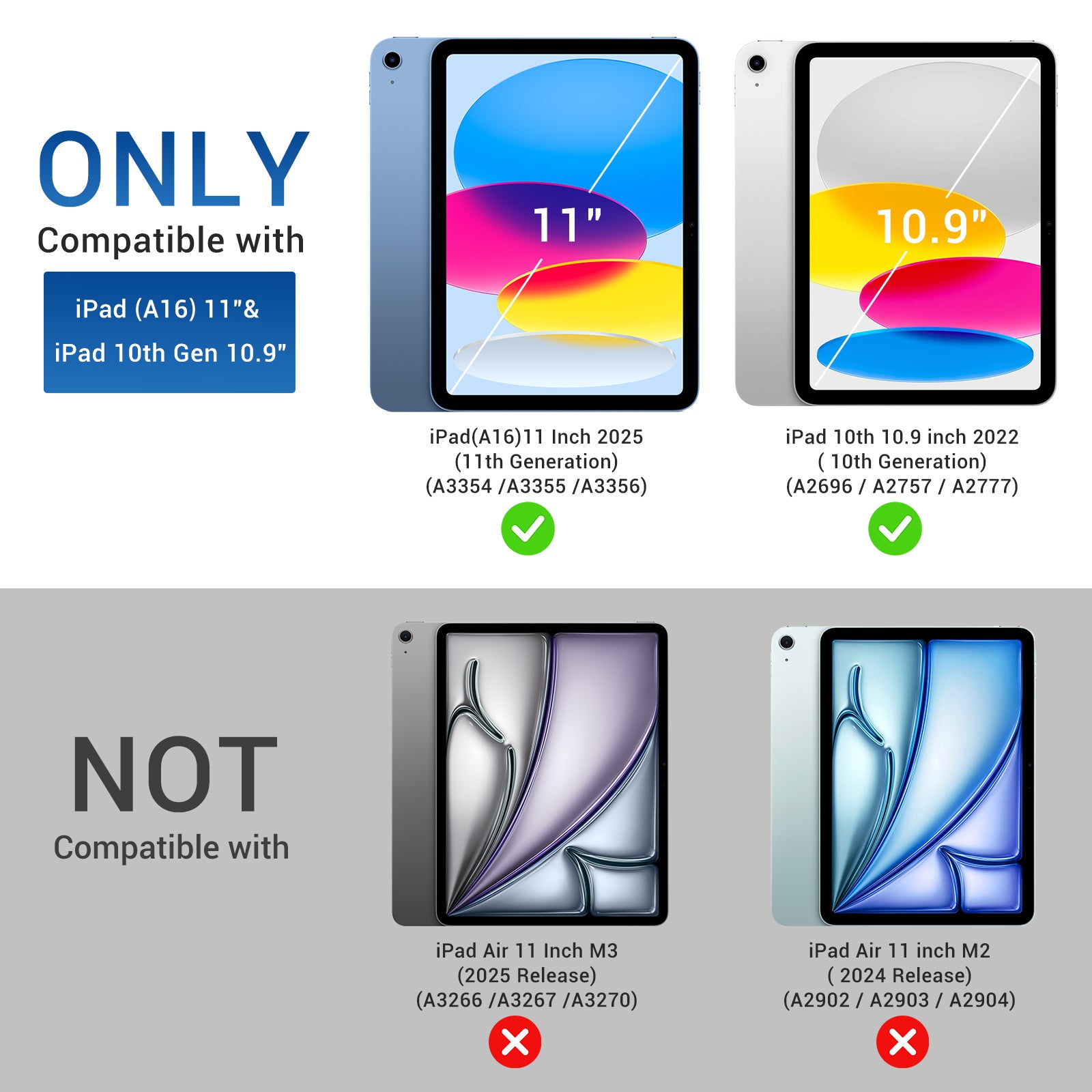 iPad (A16) 11th Gen & 10th Gen Slim Y-Fold Magnetic Stand Case#Color_Lagoon Blue
